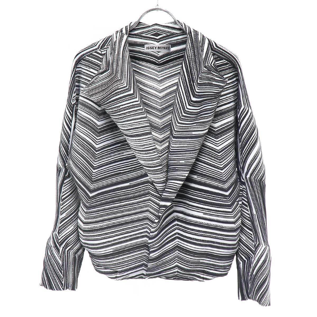 ISSEY MIYAKE イッセイミヤケ 19AW 3Dスチームストレッチプリーツジャケット IM93FD032 ブラック ホワイト 2 【中古】 IT9U5BODZQ5I|MODESCAPE 店