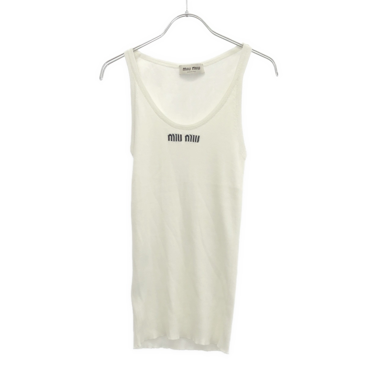 楽天市場】【中古】MIU MIUポプリン トップ ロゴ刺繍 ショートタンク