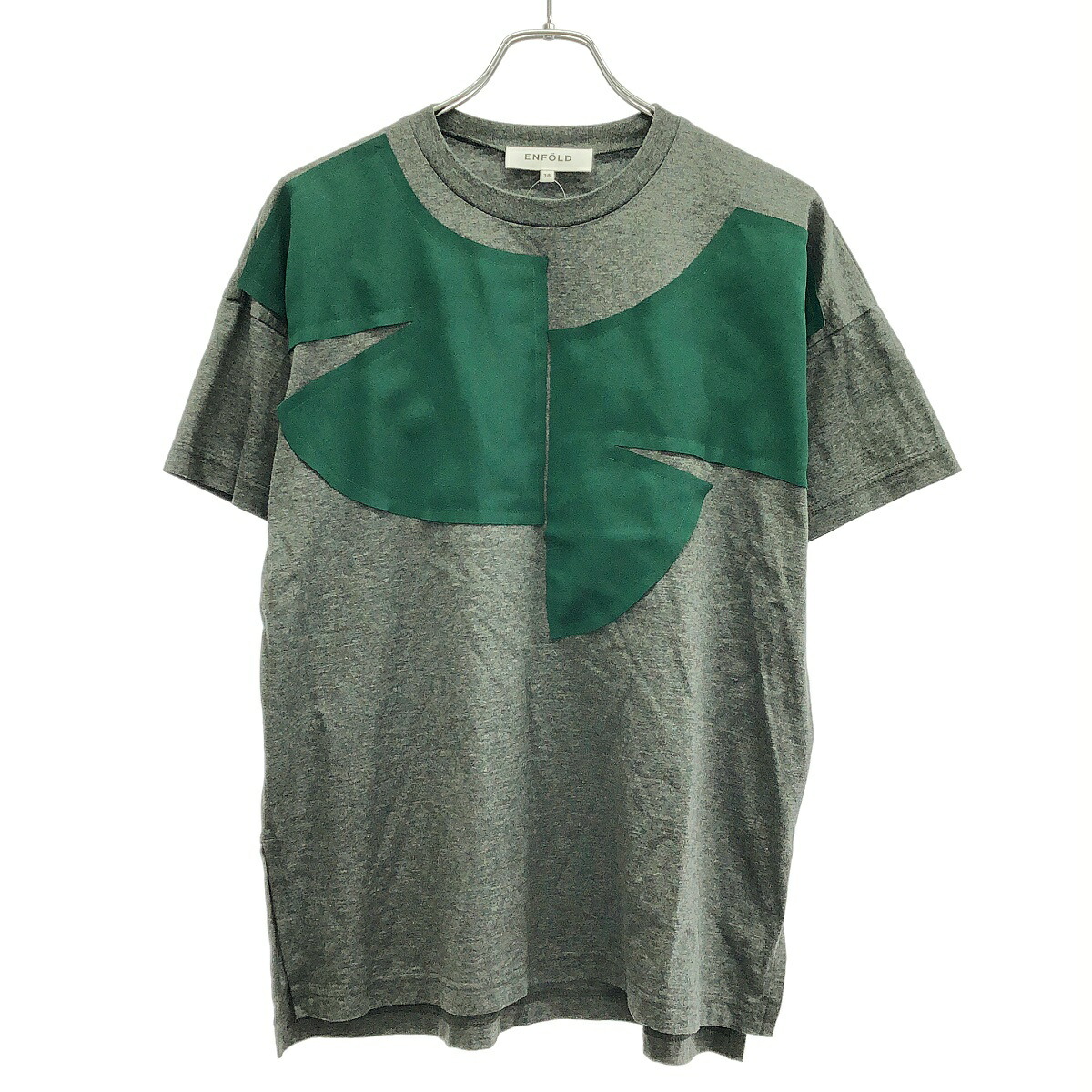 ENFOLD エンフォルド 25AW COLLAR DOCKING T-SHIRT 色合い縛プルオーバー 300IA580-0421 薄墨色×緑であること 38 【中古】 IT2TUE1R8C2I