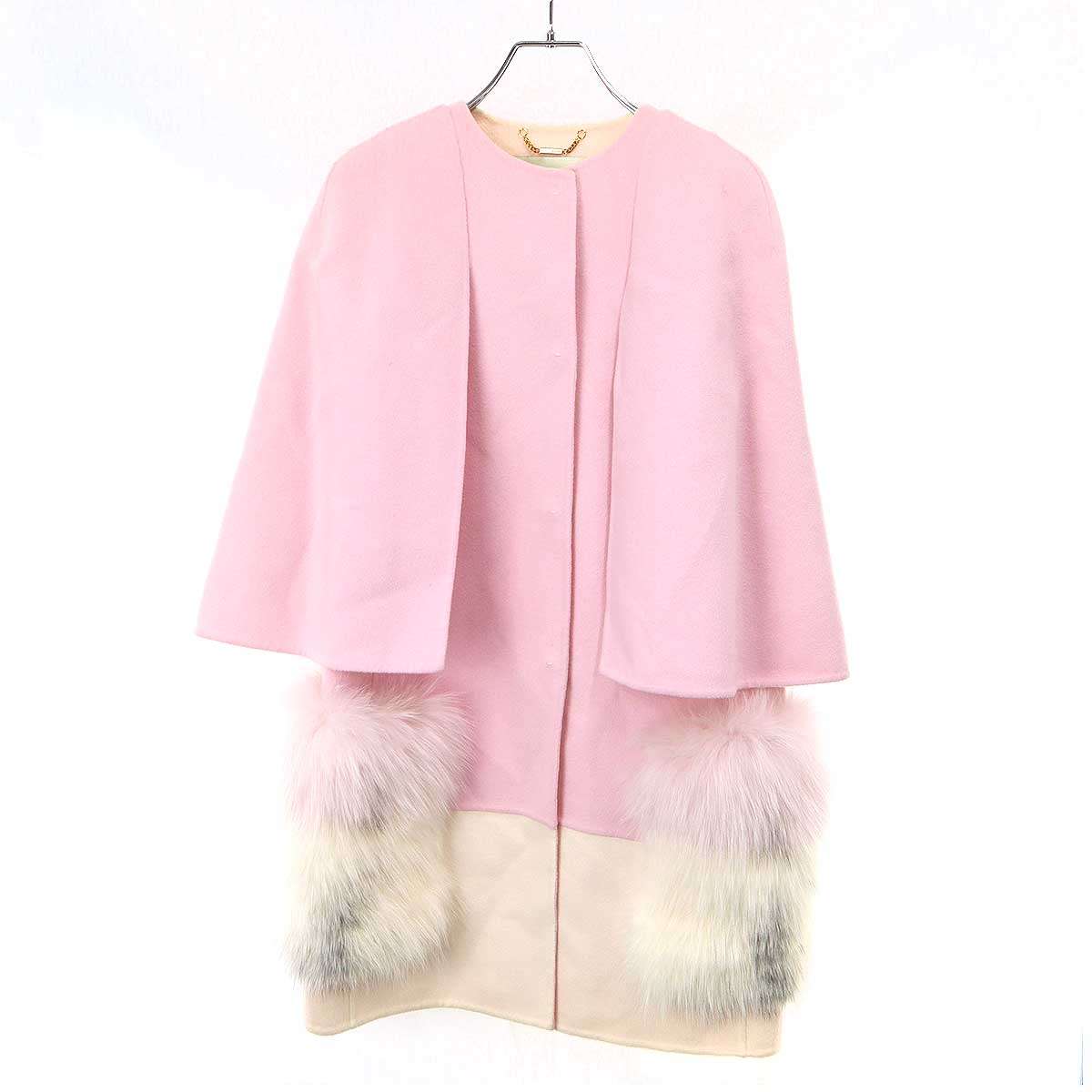 極美品　FENDI フェンディ 艶　ミンク襟　フラワー　デニム　ブルゾン　コート 極美品 FENDI フェンディ 艶 ミンク襟 フラワー デニム ブルゾン