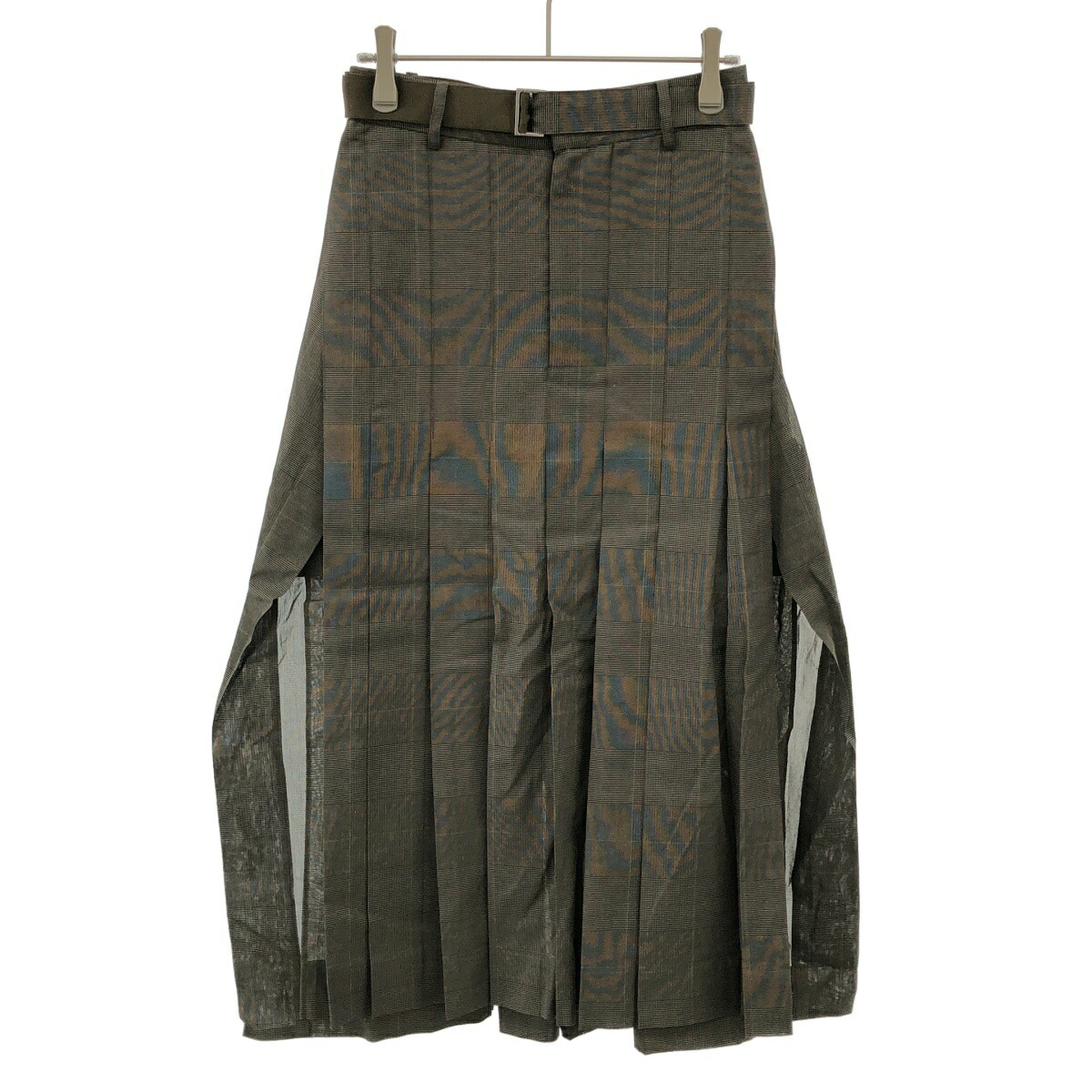 sacai サカイ 25SS High Twist Voile Skirt チェックスカート 25-07757 カーキグレー系 0 【中古】 ITPWZWNORIPS｜MODESCAPE 店