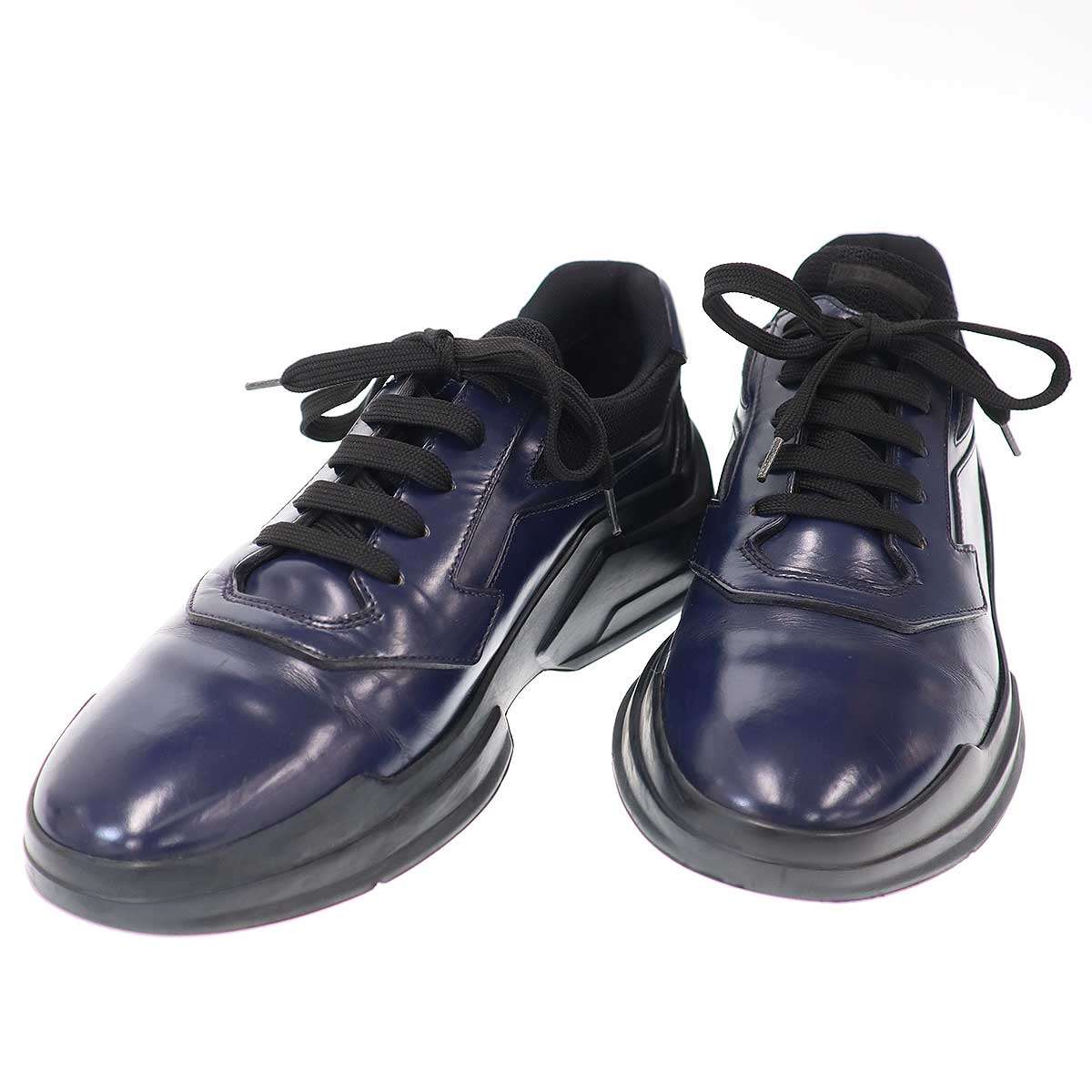 PRADA プラダ Polarius ポラリウス レザースニーカー ネイビー 7 1/2 【中古】 ITQ2F0VMRQA0｜MODESCAPE 店
