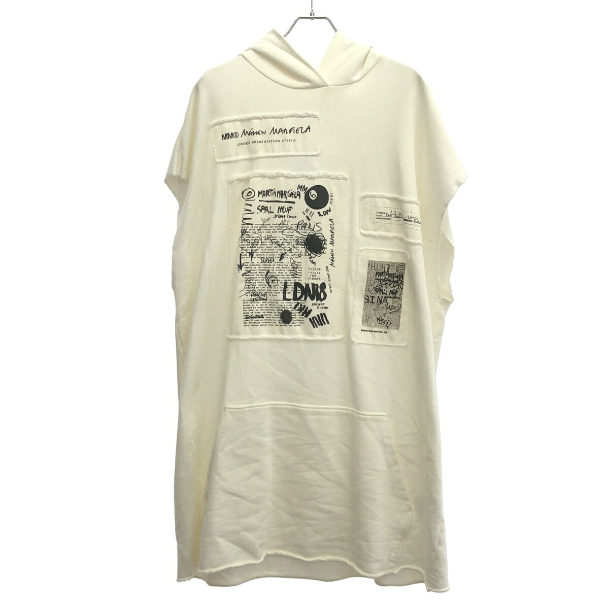 MM6 Maison Margiela  エムエムシックス 住み家 マルジェラ 18SS Drawings Street Art Dress オーバーサイズパッチワークパーカー S32CT0985 白いこと M 【中古】 ITBDLZL9K29J