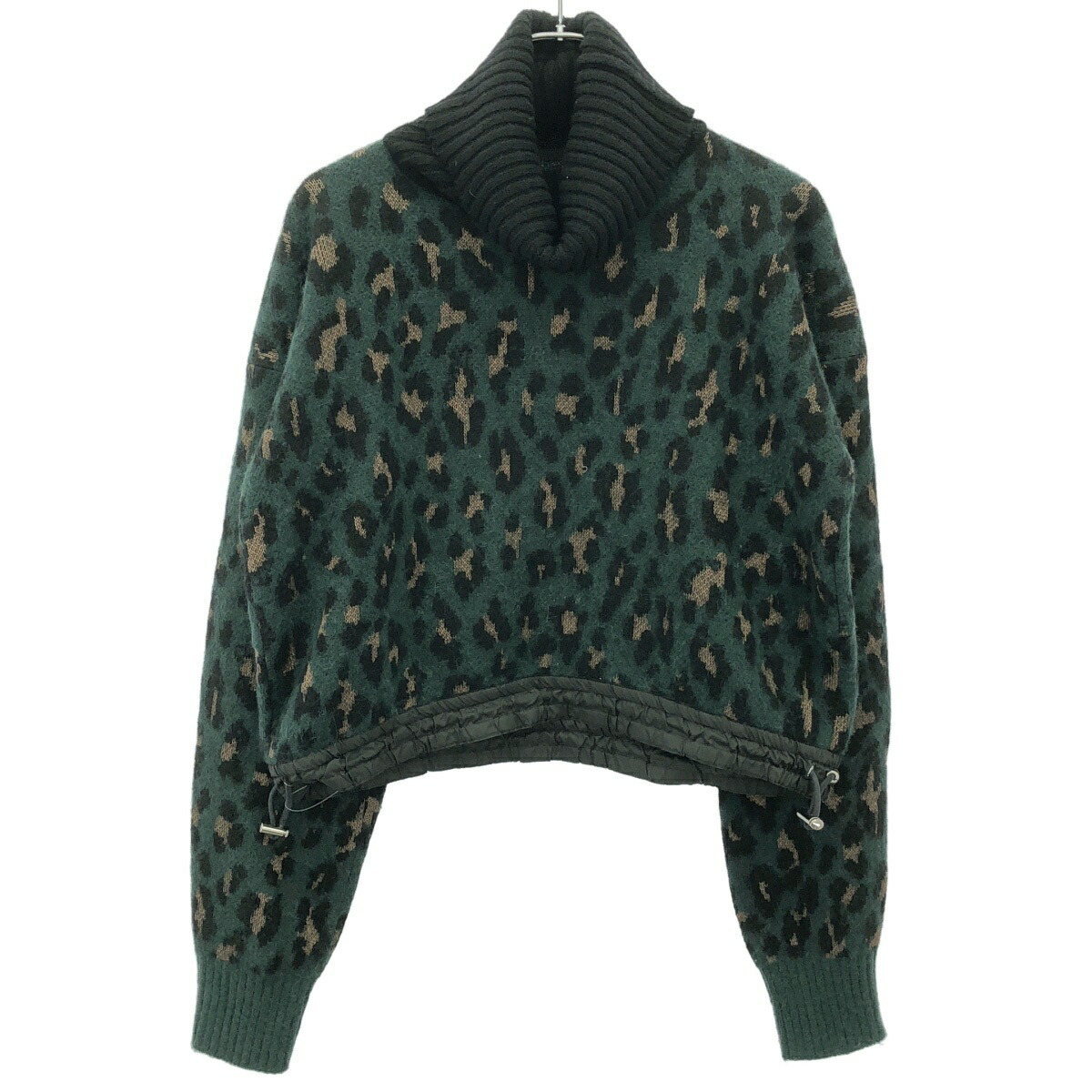 sacai サカイ 19AW タートルネックレオパードニットセーター 19-04554 グリーン 2 【中古】 IT6V6KORB5EG｜MODESCAPE 店