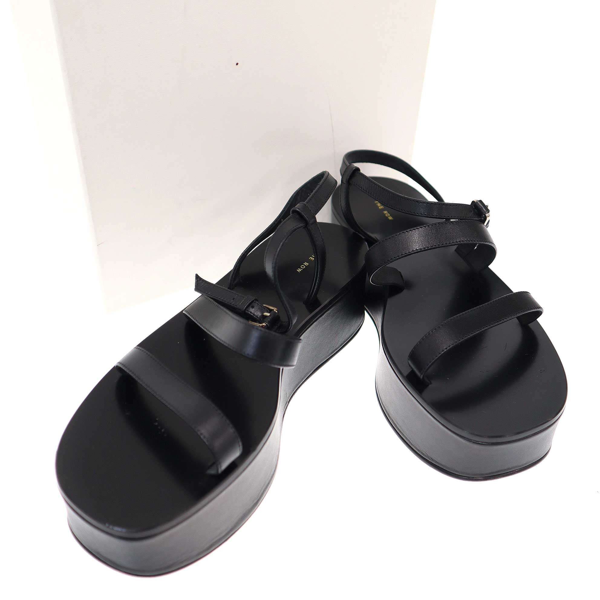 THE ROW ザ ロウ ウェッジサンダル F1156 L52 ブラック 36 【中古】 IT9FUBYJDFG0｜MODESCAPE 店
