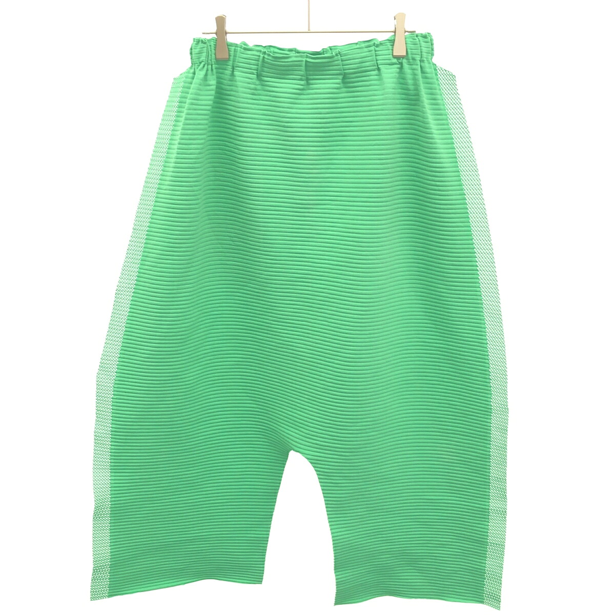 me ISSEY MIYAKE ミーイッセイ ミヤケ FINE KNIT PLEATS ファインニットプリーツパンツ MI52KF777 緑であること F 【中古】 ITHND2O55IJW