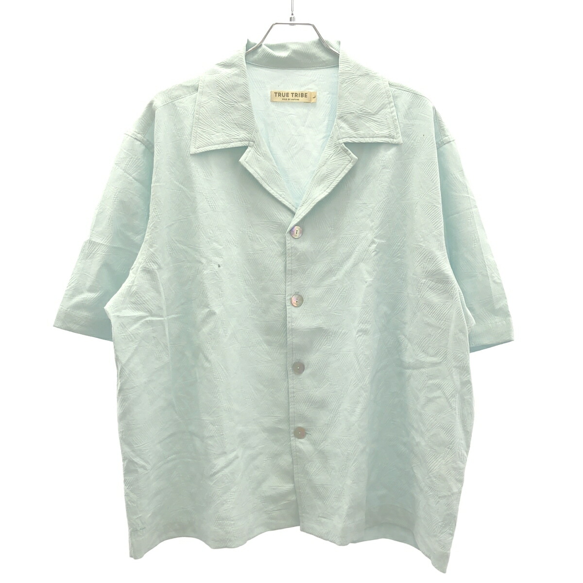 TRUE TRIBE トゥルートライブ 25SS CUBAN SHIRT\u0026PANS セットアップ  青色 L 【中古】 ITCFDGNF0KTK