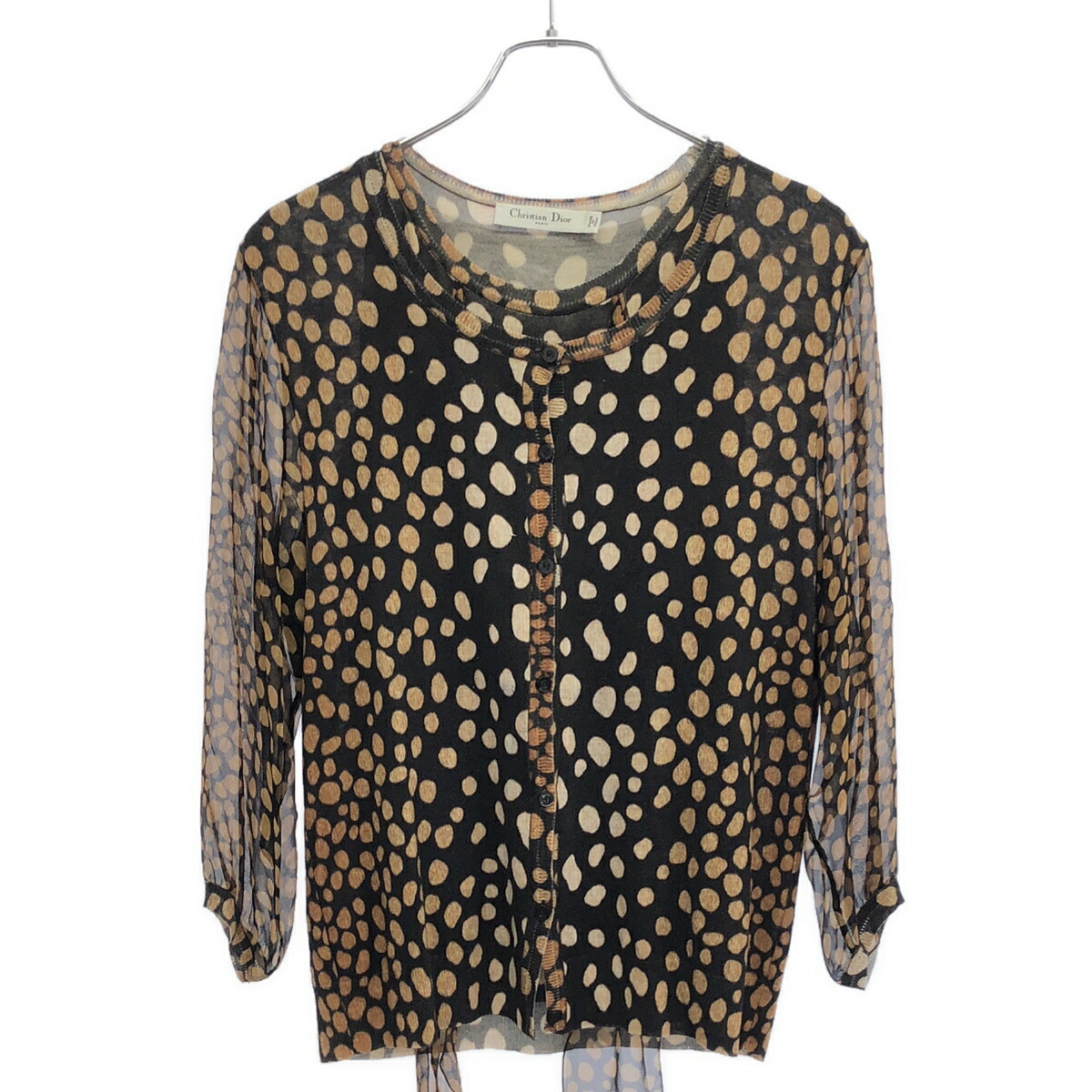 Christian Dior ディオール シアースリーブドットニットアンサンブルカーディガン 9E24122AM563 赤銅色 42 【中古】 ITVEJ7665P8Y