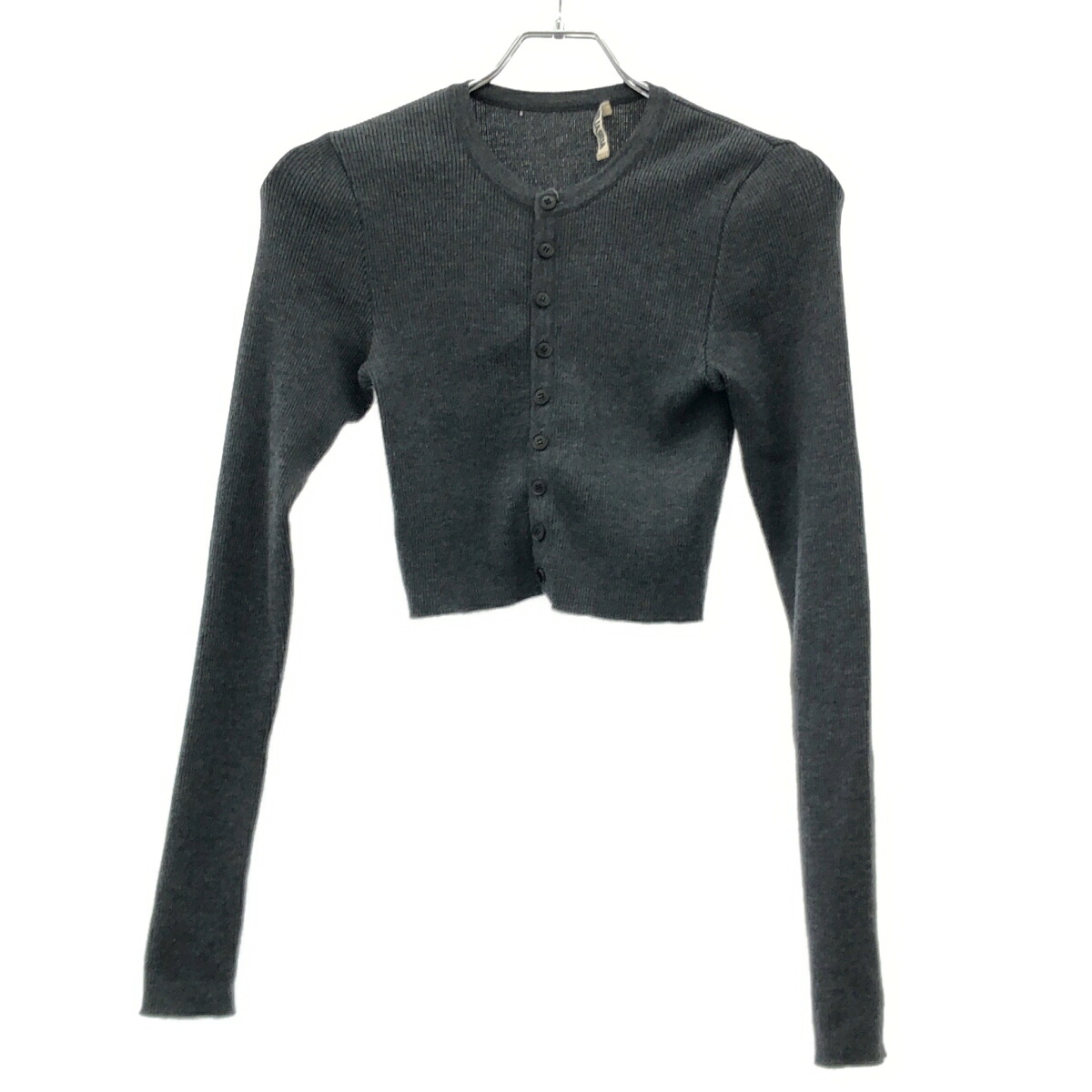 AURALEE オーラリー 24AW RIB KNIT SHORT CARDIGAN リブニットショートカーディガン A24AC01HW チャコールグレー 1 【中古】 ITU230W43EBS|MODESCAPE 店