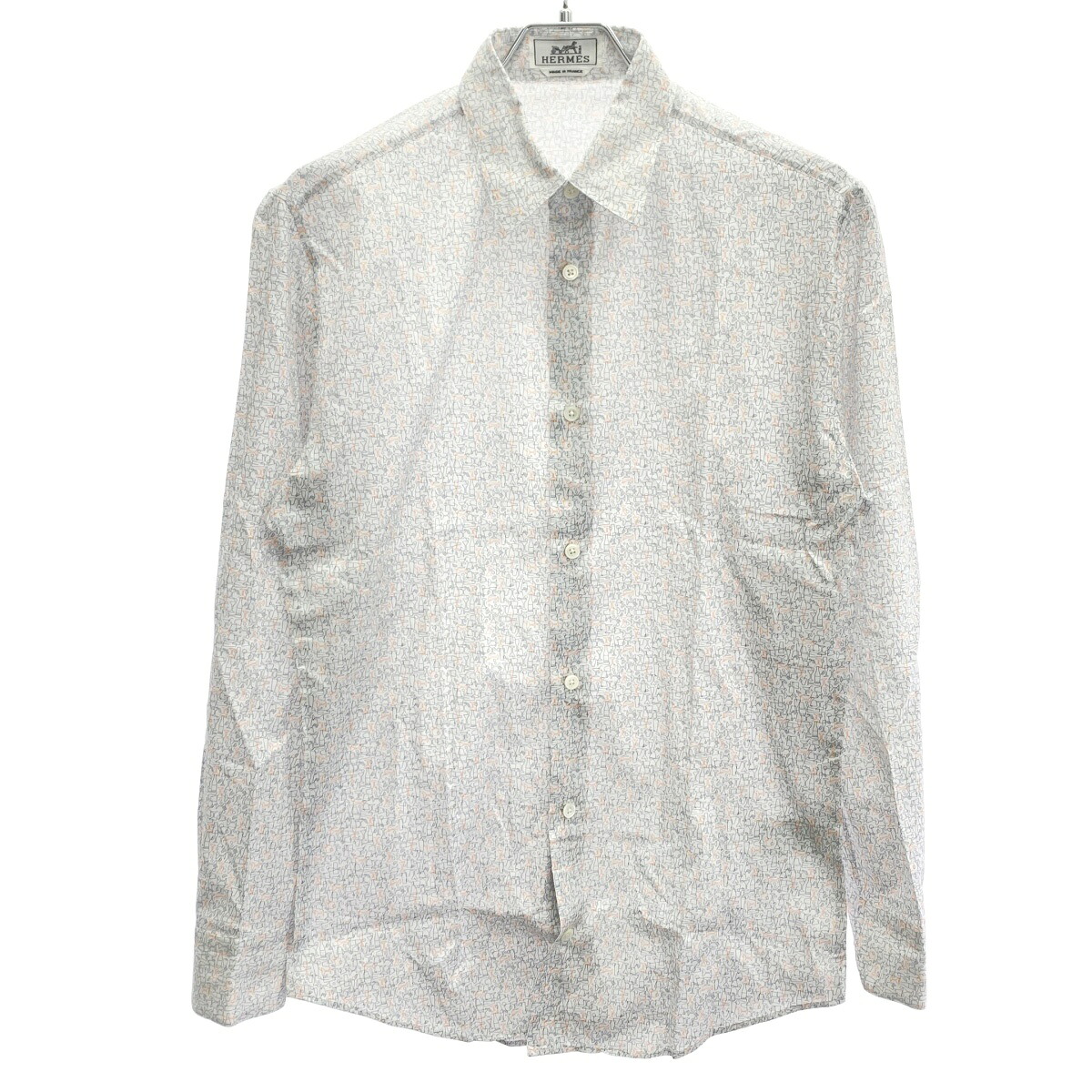 HERMES エルメス 21SS 総柄 コットンシャツ ホワイト&times;ブラック 37 【中古】 IT1XJ2NL1XXW｜MODESCAPE 店 34,620円