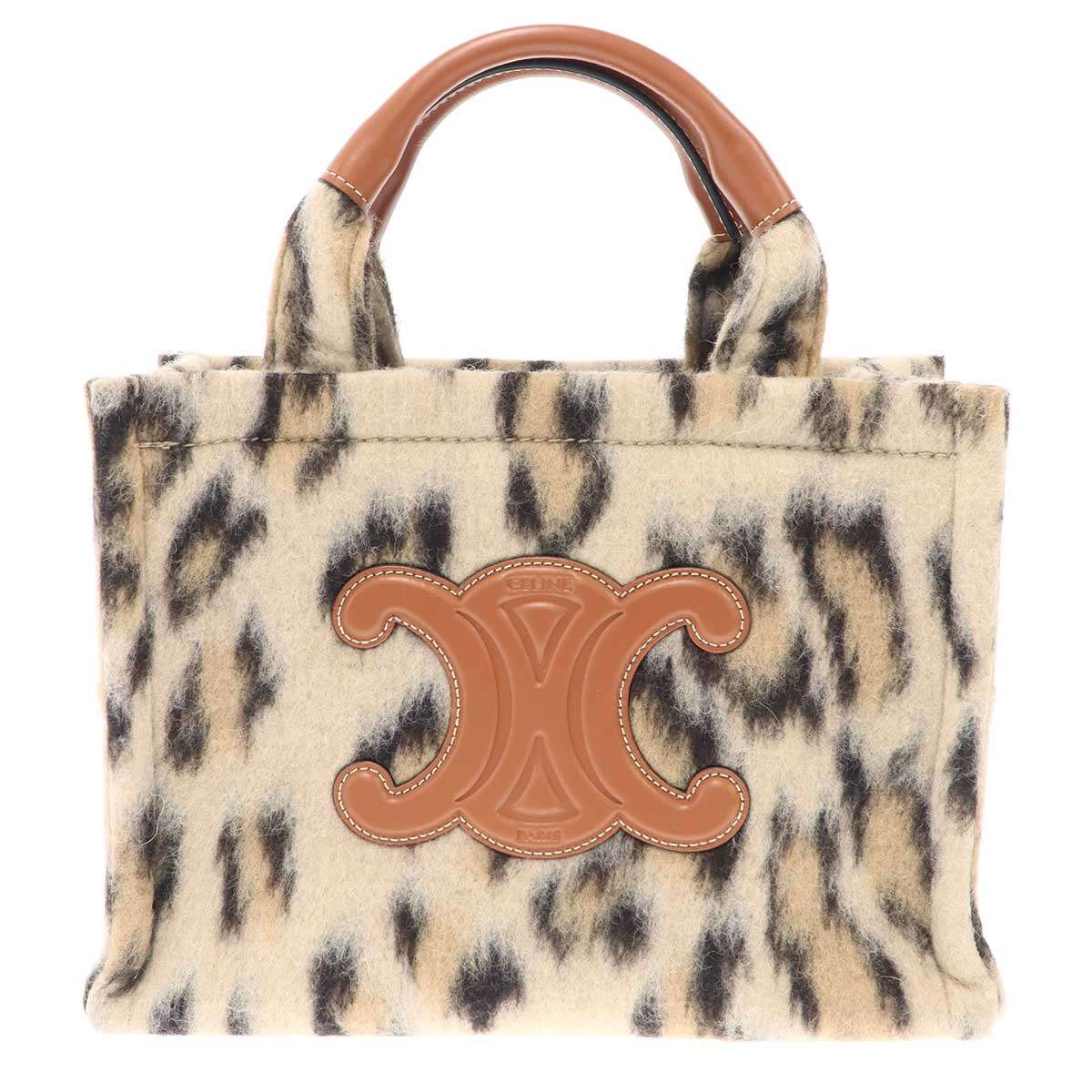 CELINE セリーヌ Small Cabas Triomphe Bag スモール 河馬 タイス トリオンフレオパード  2WAYショルダーバッグ  ベージュ  【中古】 ITZF6FX7WTN0