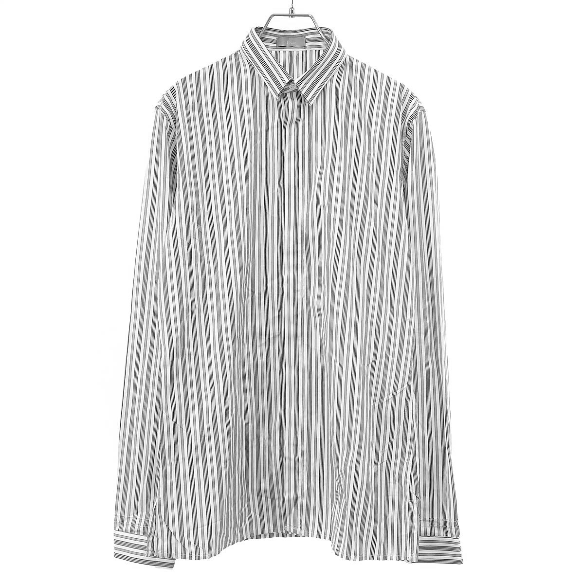 Dior HOMME ディオールオム 2003AW ダブルカラー フライフロントストライプシャツ 3HH1050917 ホワイト ブラック 38 【中古】 ITIP8XN642CC