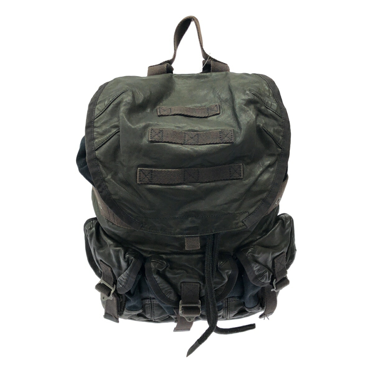 DIESEL ディーゼル マルチ衣嚢 レザーキャンバスバックパック 背嚢  黒いこと 薄墨色 - 【中古】 IT5VLJE4X9XE