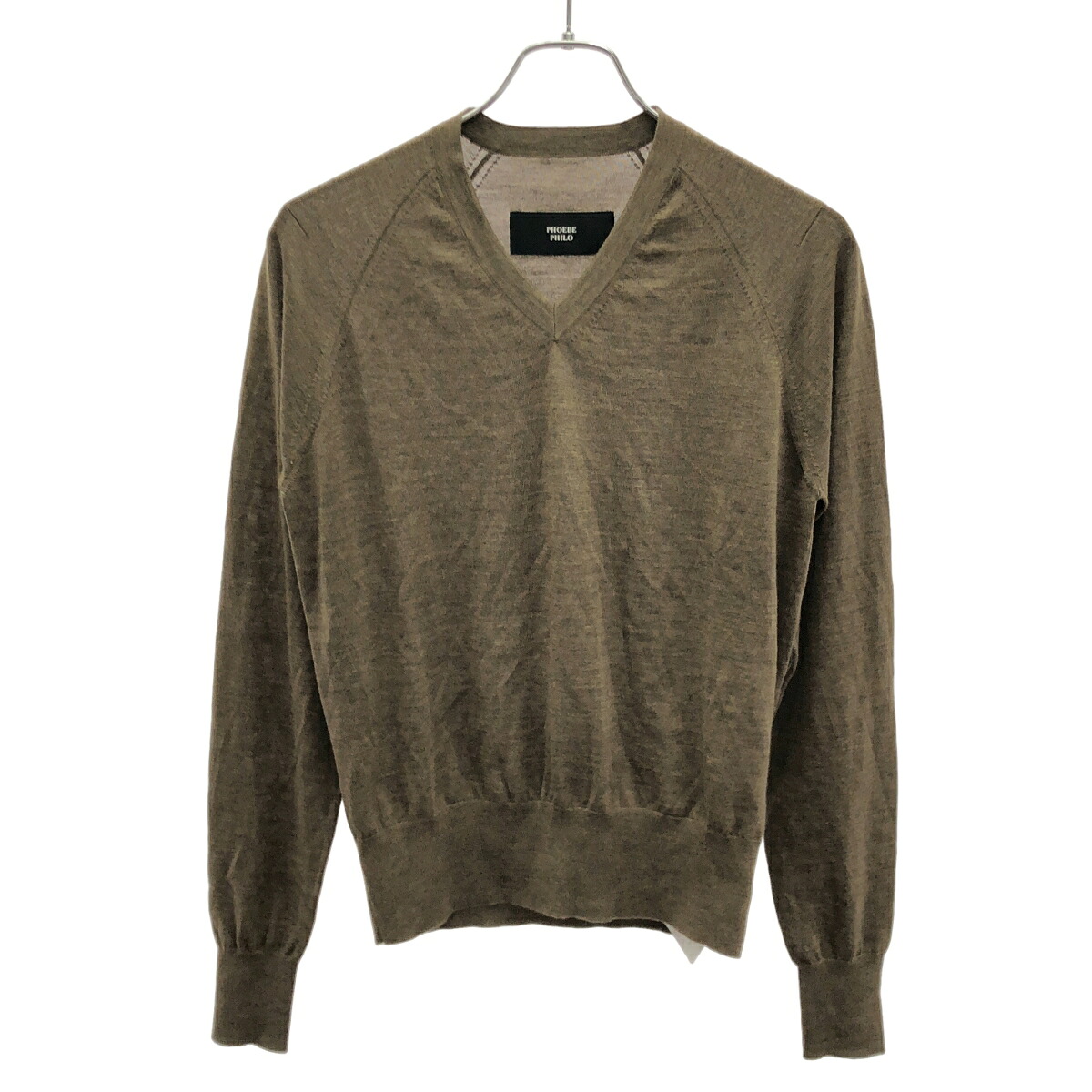 PHOEBE PHILO フィービーファイロ 25AW SHRUNK V-NECK SWEATER Vネックニットセーター CK102 YW4575 828TP ブラウン S 【中古】 ITCT886UUAPK｜MODESCAPE 店