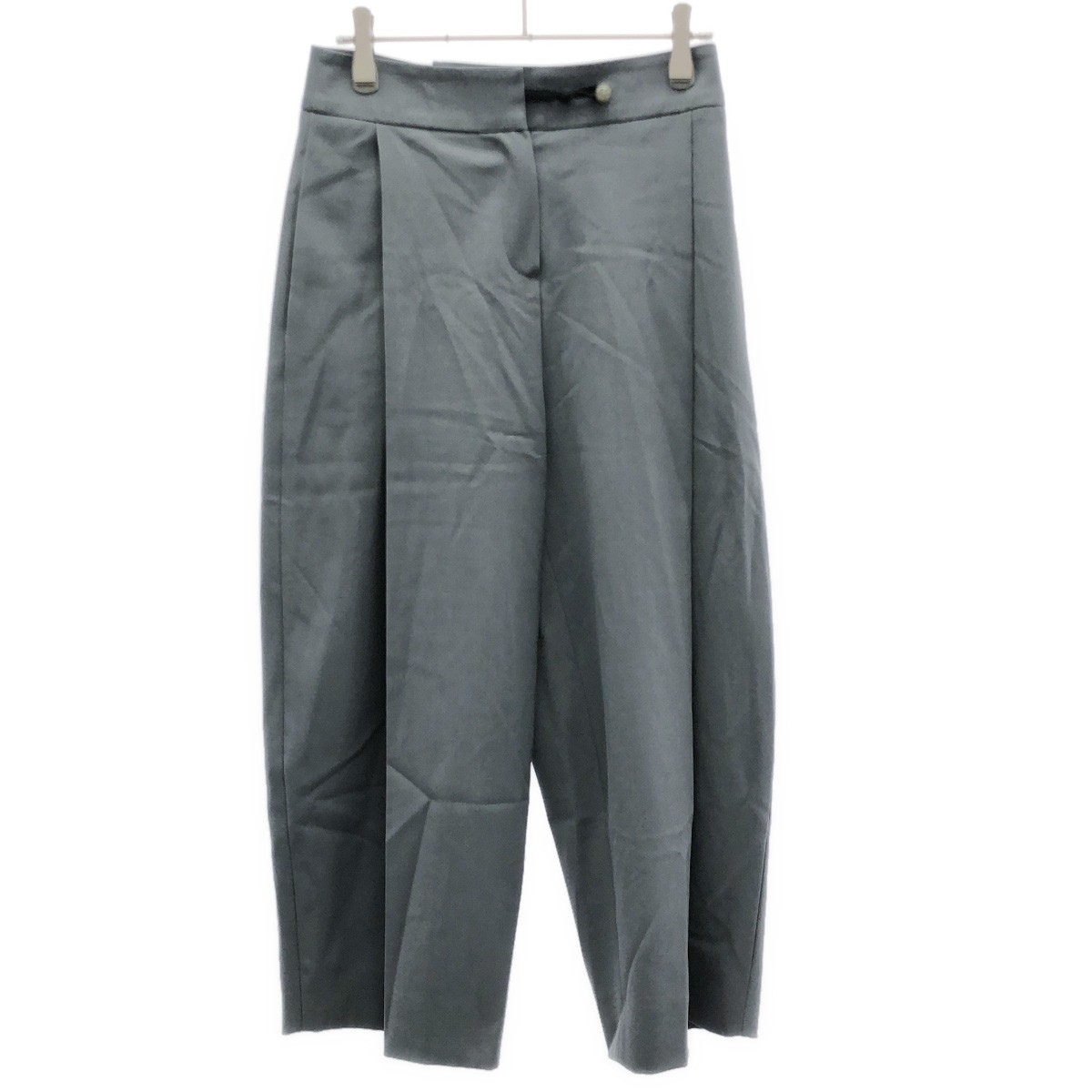 EMPORIO ARMANI エンポリオアルマーニ ストレッチウールワイドトラウザーパンツ S2P05T S2001 グレー 36 【中古】 IT4CHK7CP918｜MODESCAPE 店
