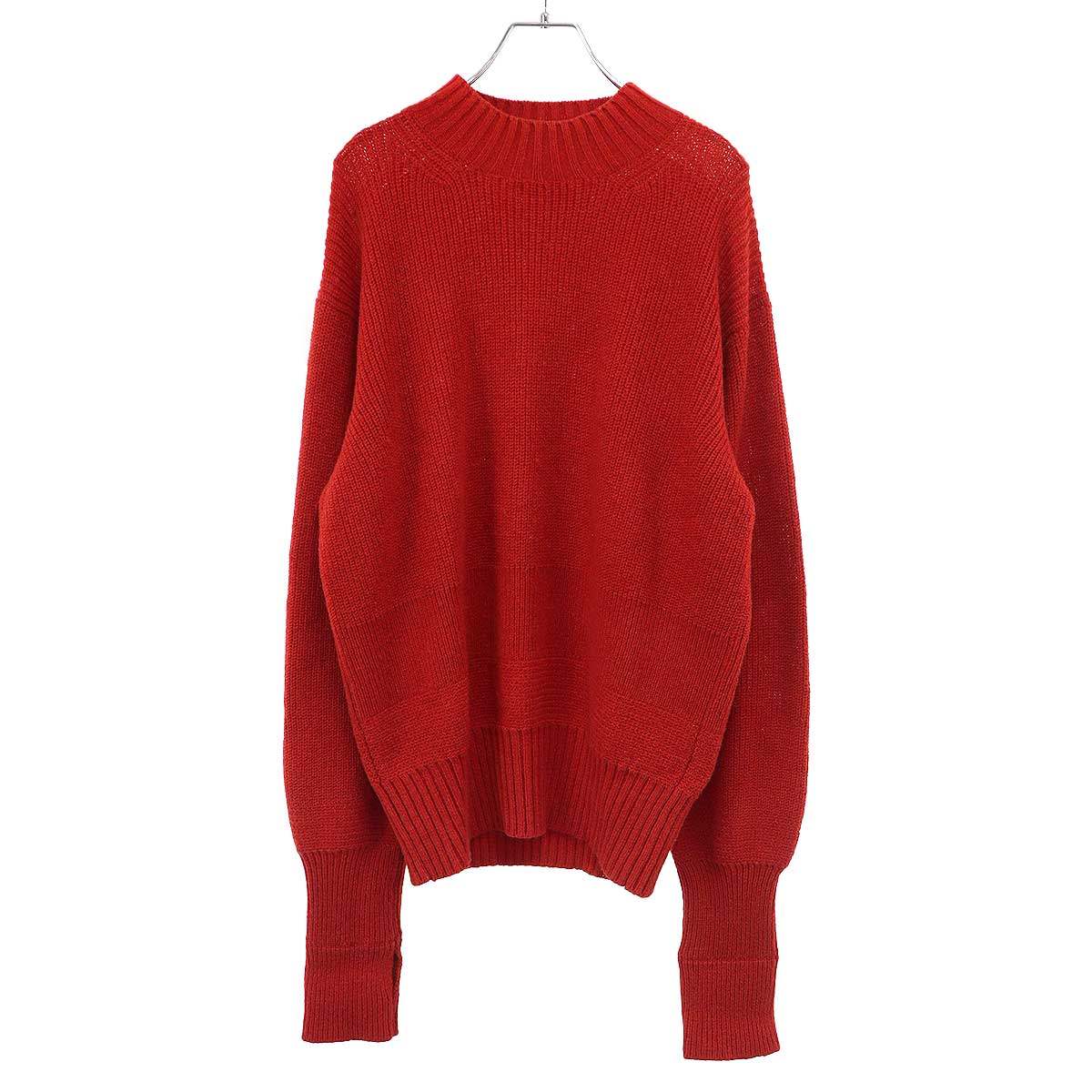 MAATEE＆SONS マーティーアンドサンズ 23AW SHETLAND FINE LAMB ARMY SWEATER モックネックニットセーター MT3303-0124B レッド 2 【中古】 IT7PYWZ0ADX4