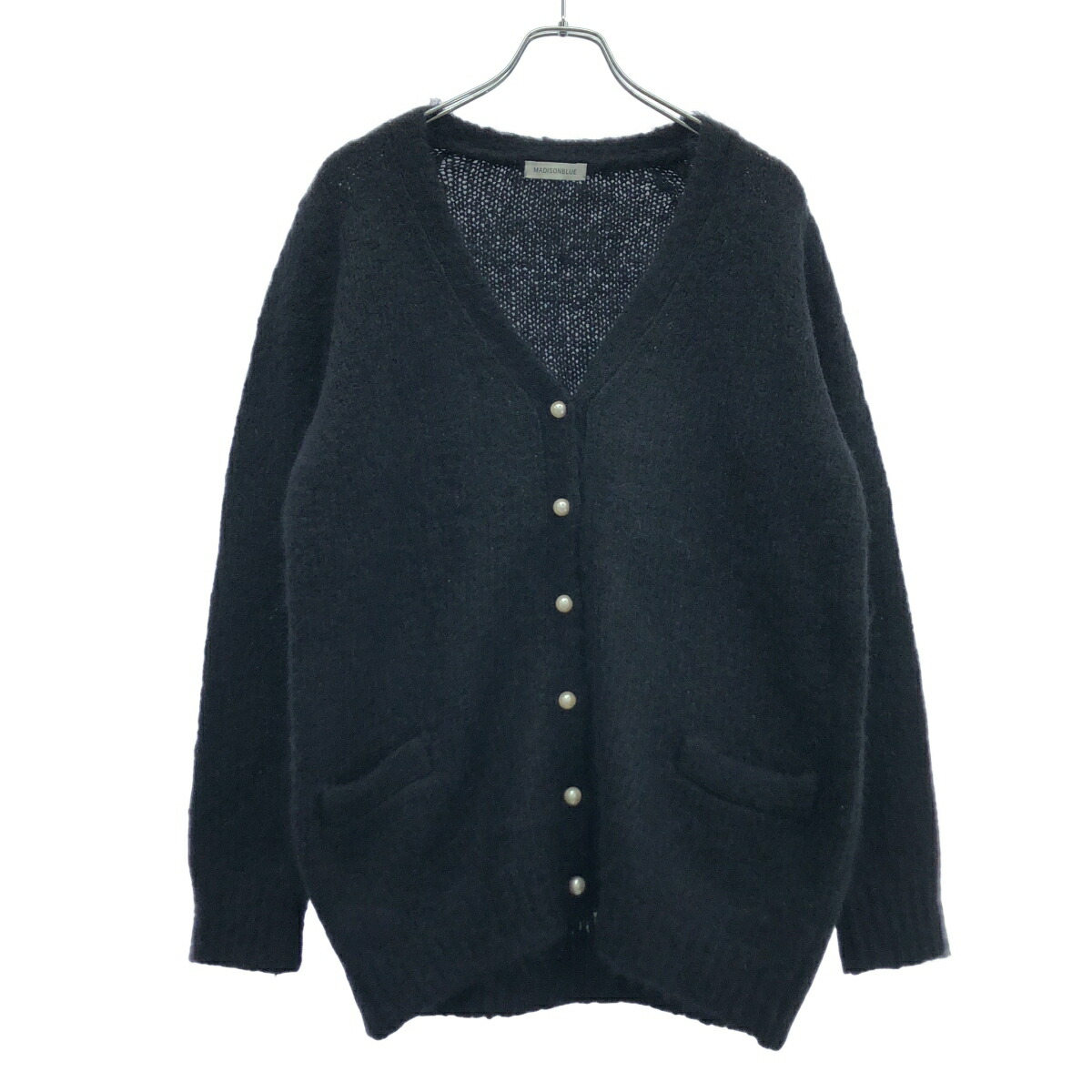 MADISON BLUE マディソン青み 22AW LOOSE BIG V CD MOHAIR パールモヘアニットカーディガン MB224-8017 黒いこと 00 【中古】 IT2UJ1天使の都市5PV4