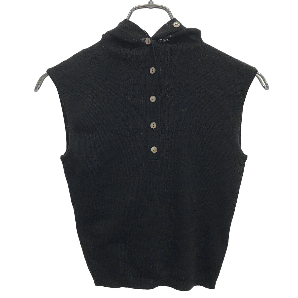 THE SHISHIKUI シシクイ Hood/BLACK フードニットベスト ブラック F 【中古】 ITKQUDV1X1Z4｜MODESCAPE 店