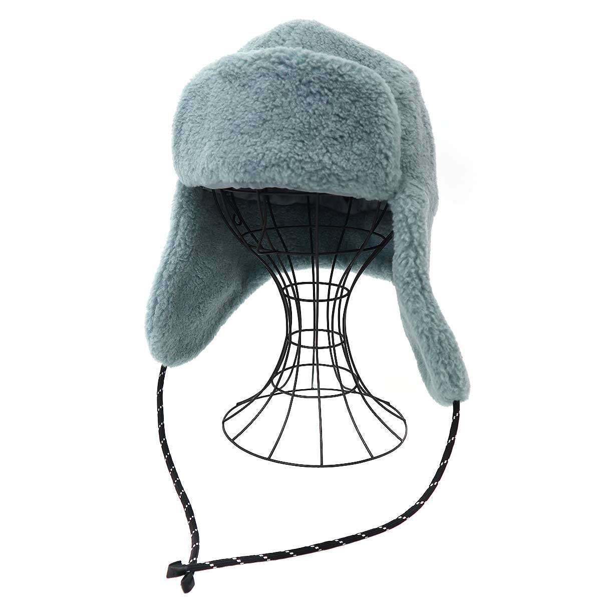 miu miu ミュウミュウ 25AW フリース トラッパーハット 飛行士旗がしら 5HC365 青碧 M 【中古】 ITOYMXHSZC8O