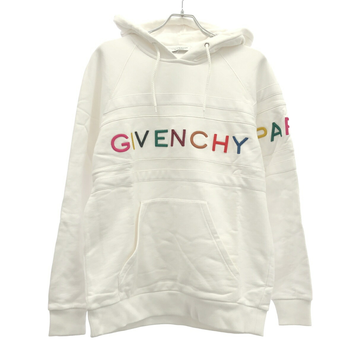 GIVENCHY ジバンシィ マルチカラーロゴ プルオーバースウェットパーカー BWJ0073Z1X ホワイト S 【中古】 IT5UWXNMJNGP|MODESCAPE 店
