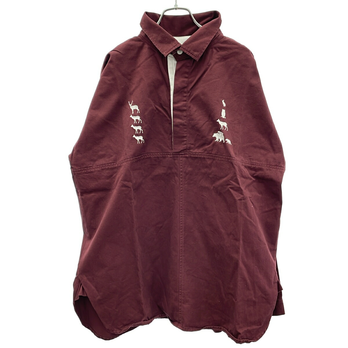 Mountain Research 御山問い合わせ 22AW BEAMS PLUS別注 Sports Shirt  エンブロイダリースポーツシャツ MTR-3637 バーガンディ L 【中古】 ITPE97FR3XAS メンズファッション-カジュアルシャツ