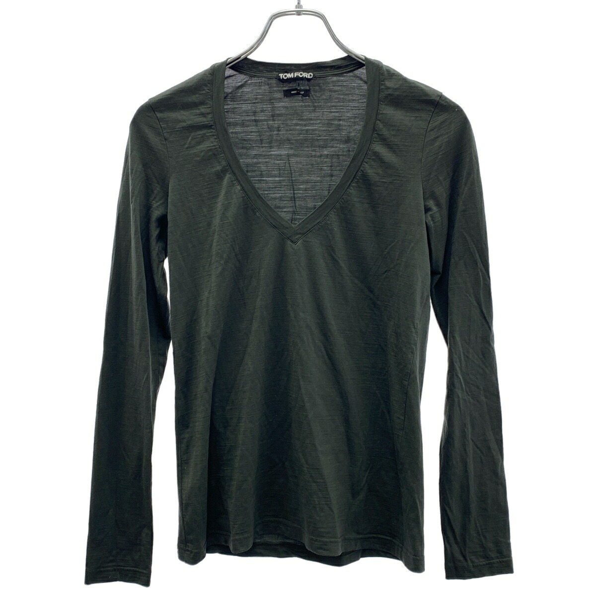 TOM FORD トム ジェラルド・r・フォード Vネックウールカットソー  カーキ系 36 【中古】 ITQ3Y8AWJRGM Tシャツ・カットソー-レディースファッション