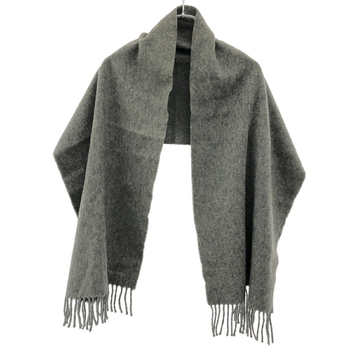 楽天市場】HERMES エルメス ロゴ刺繍 バイカラーカシミヤフリンジ