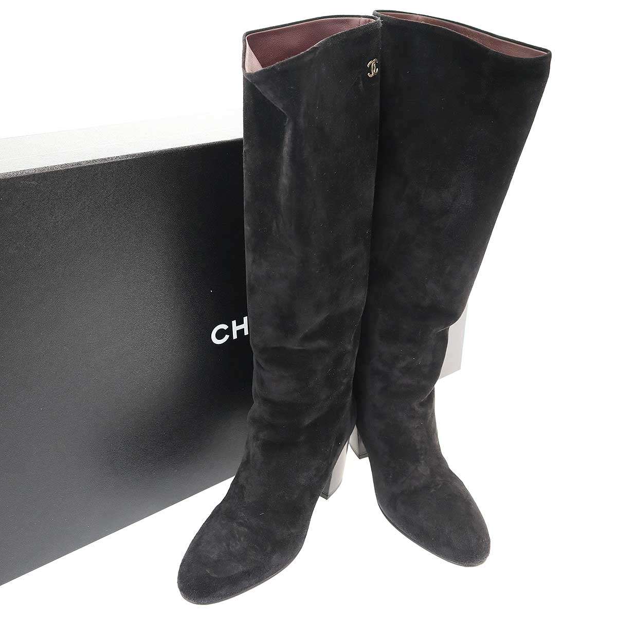 楽天市場】CHANEL High Boots ロング ブーツ ココマーク キルティング