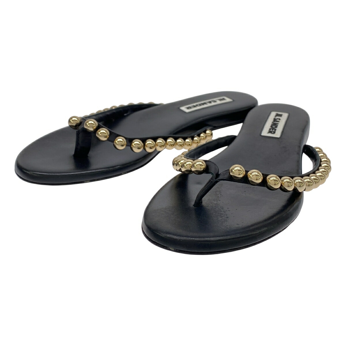 JIL SANDER ジルサンダー メタルボールレザートングサンダル  ブラック 38 【中古】 ITEDVHRITCTC