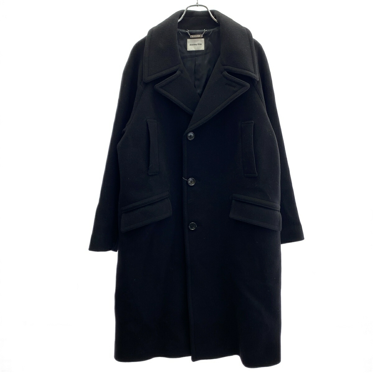 monkey time UNITED ARROWS エテ公一時停止 ユナイテッドアローズ 23AW Super120\u0027s 羊毛厚地の外套 8325-139-1670 黒いこと L 【中古】 ITFTHQ7XMCRL