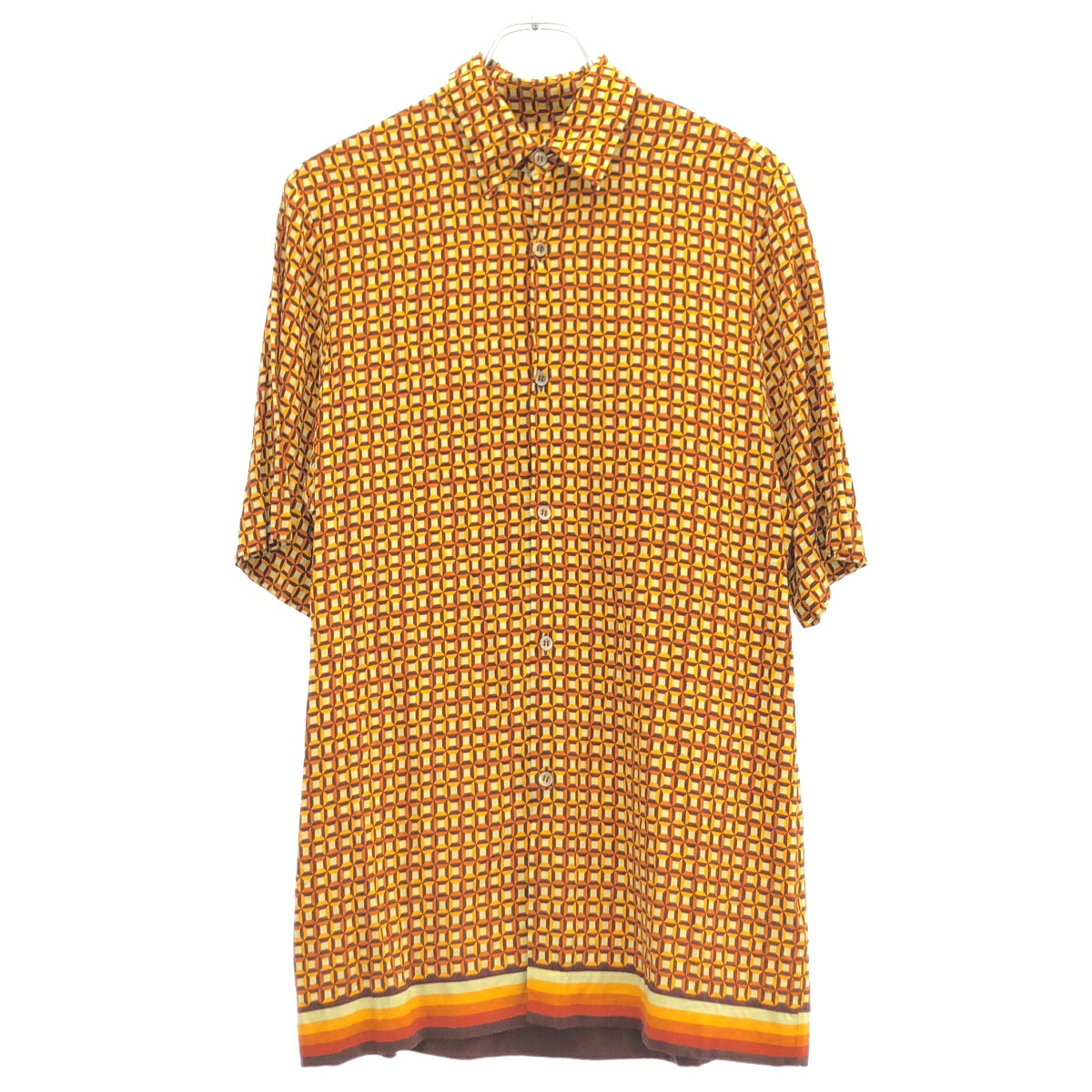 DRIES VAN NOTEN ドリスヴァンノッテン 19SS ジオメトリックショートスリーブシャツ  赤銅色 48 【中古】 IT1O5ULFPU9A