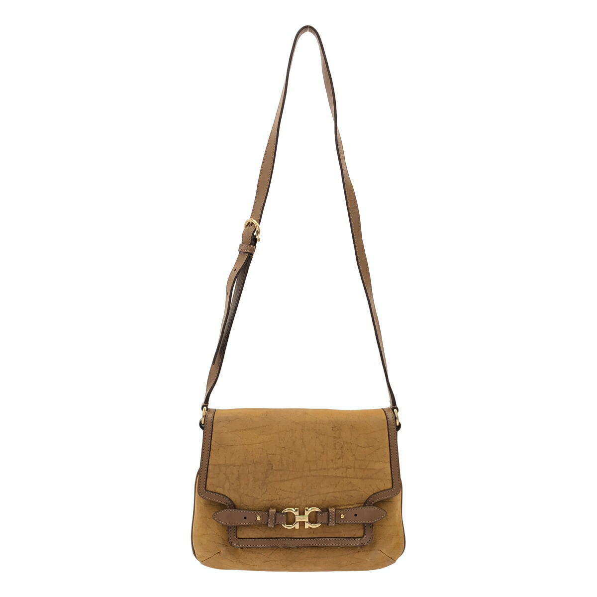 Salvatore Ferragamo サルバトーレ フェラガモ ガンチーニ なめし革ショルダーバッグ  赤銅色  【中古】 IT3XSG9L61XG