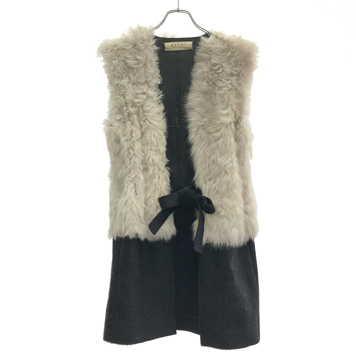MARNI マルニ 11AW ラムムートンファーロングベスト GLMXK10QY0LM033 白いこと×暗灰色薄墨色 38 【中古】 ITKXMZ6ZCAEA トップス-ベスト・ジレ