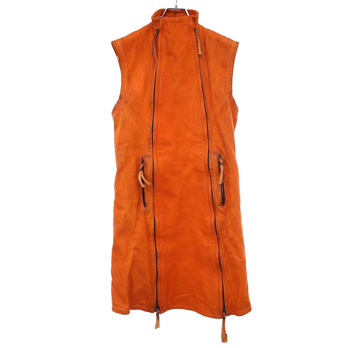 Boris Bidjan Saberi ボリスビジャンサベリ 18SS COAT 4 VEST VEG TAN HORSE SKIN 配管人はだ なめし革厚地の外套より良い FMM20002 オレンジ色 M 【中古】 IT72P342H04G