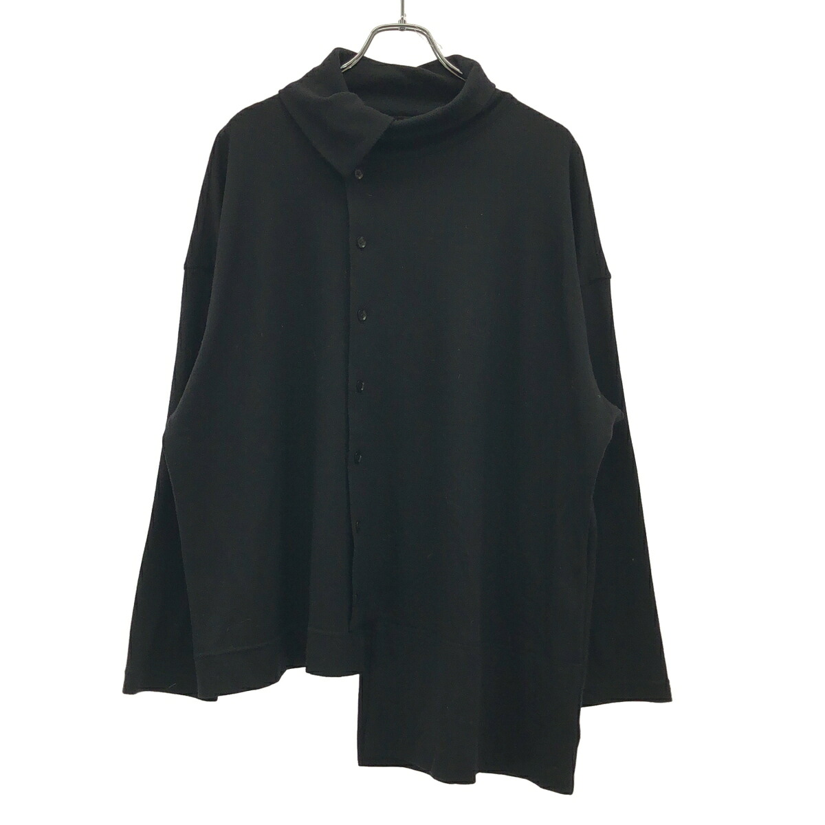 Yohji Yamamoto ヨウジヤマモト 25AW アシンメトリースタンドカラーニットカーディガン FL-T81-183 黒いこと 2 【中古】 ITIHFECLAHNA