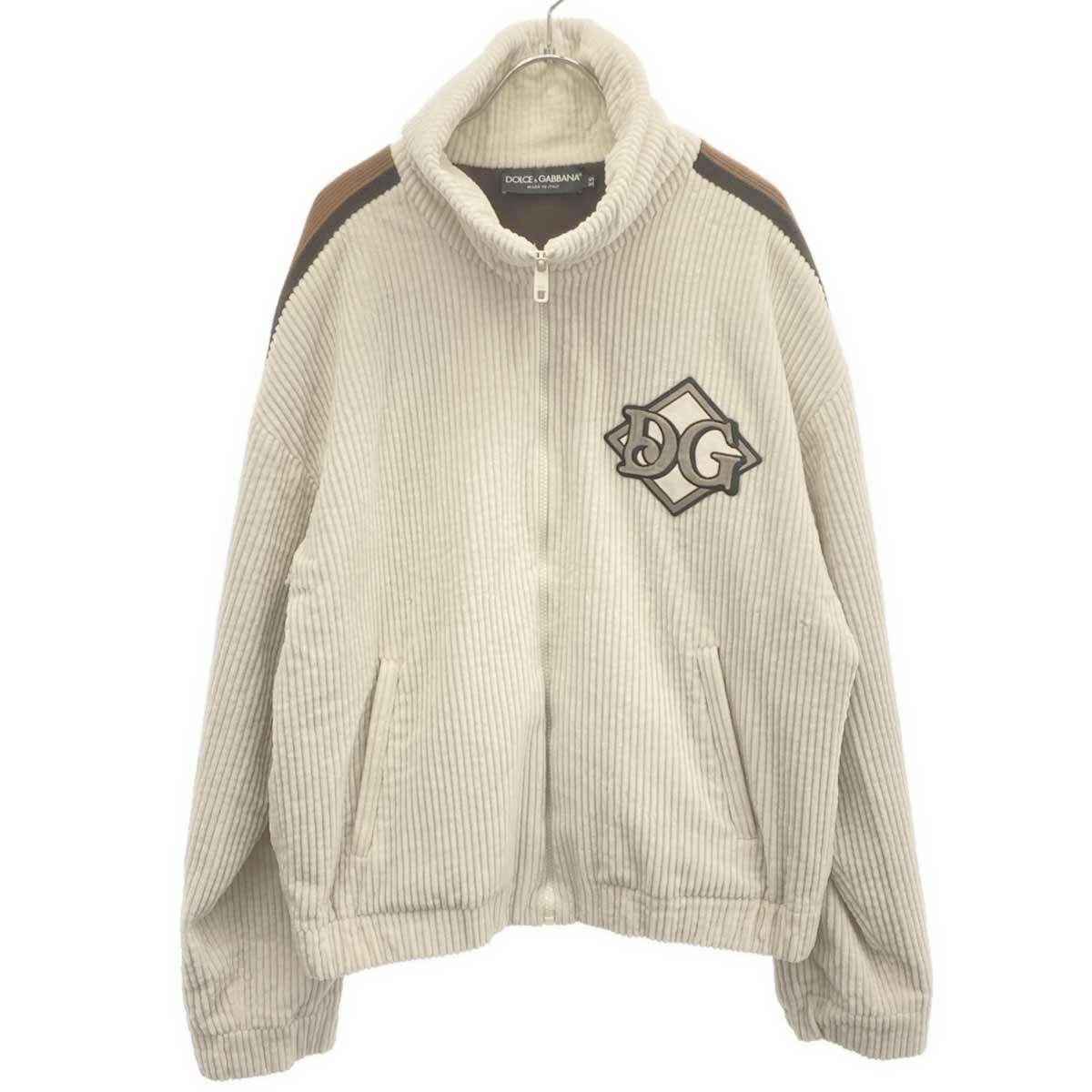 DOLCE&GABBANA ドルチェ&ガッバーナ DG コーデュロイトラックジャケット G9TQ4Z/FUVLI ホワイト XS 【中古】 IT20RU46W3NW|MODESCAPE 店