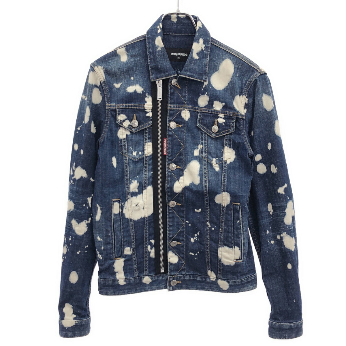 DSQUARED2 ディースクエアード 21AW Jean Jacket ブリーチジップデザインデニムジャケット S75AM0859 S30342 インディゴ 36 【中古】 IT099V2586QG