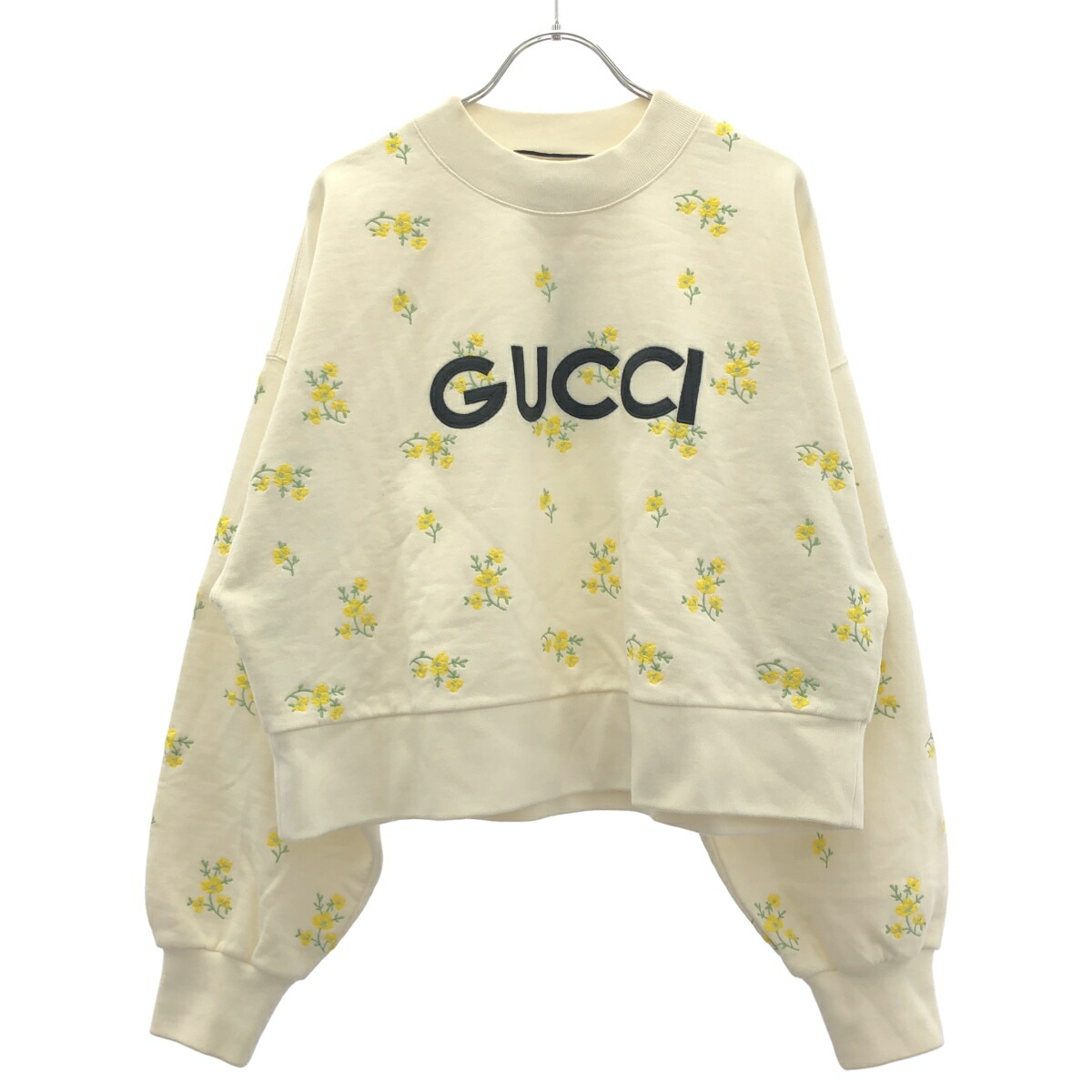 GUCCI グッチ フラワーエンブロイダリーロゴ スウェットトレーナー  白いこと M 【中古】 IT8RB98OHP79
