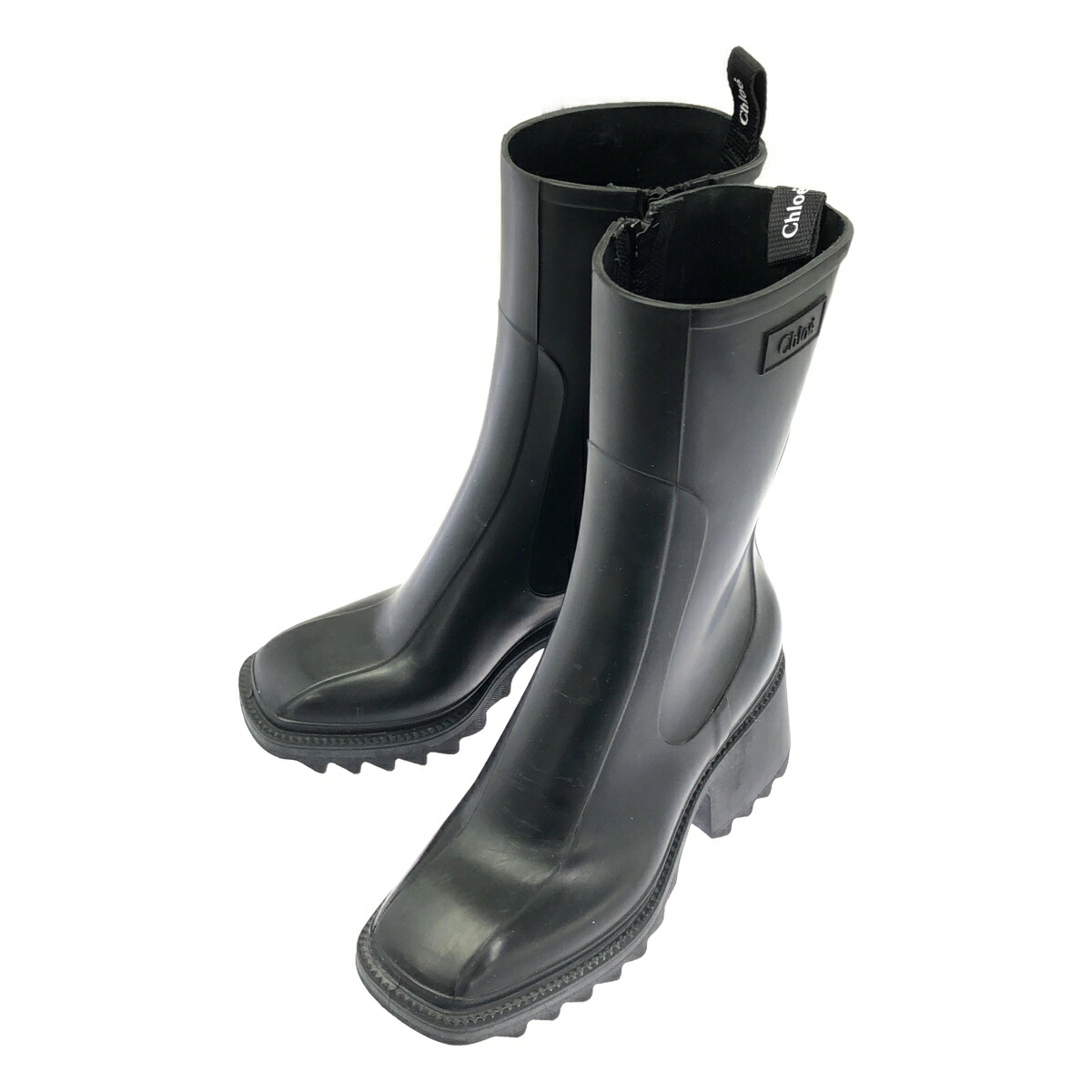 Chloe クロエ BETTY RAIN BOOTS レインブーツ 042224 黒いこと 37 【中古】 ITLB1L9AYGFC レインシューズ・長靴-ブーツ・長靴-靴