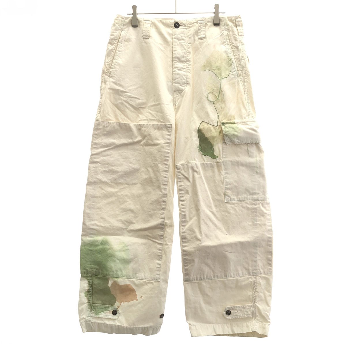 amachi. アマチ 23SS Collection 012 Traces of Water Flow Double Knee Cargo Pants ペイントカーゴパンツ  象牙色系 5 【中古】 IT006B01R6WI ズボン・パンツ-メンズファッション