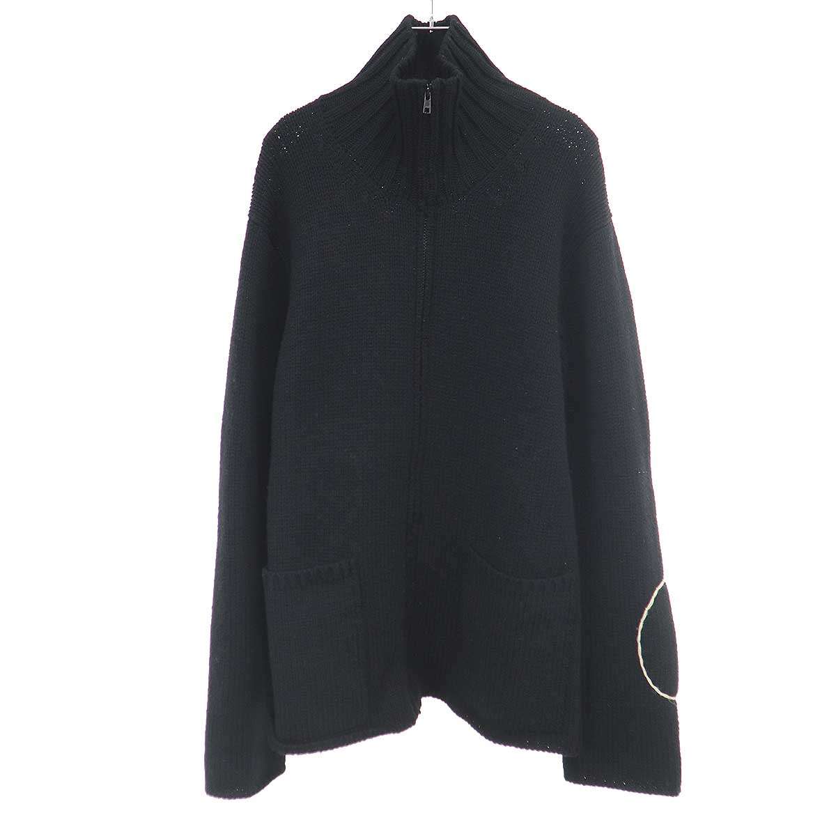 Yohji Yamamoto POUR HOMME ヨウジヤマモト プールオム 2007AW エンブロイダリージップアップニットセーター HX-K26-197 ブラック 3 【中古】 ITCL22NU7BDU｜MODESCAPE 店