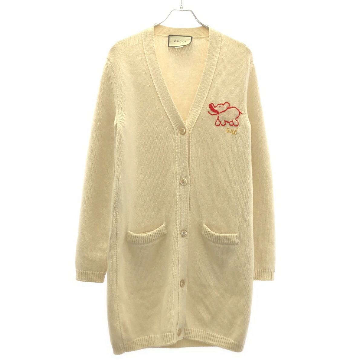 GUCCI グッチ エンブロイダリーロングニットカーディガン 543422 X9Z42 白いこと XS 【中古】 ITYQGN7X08B4