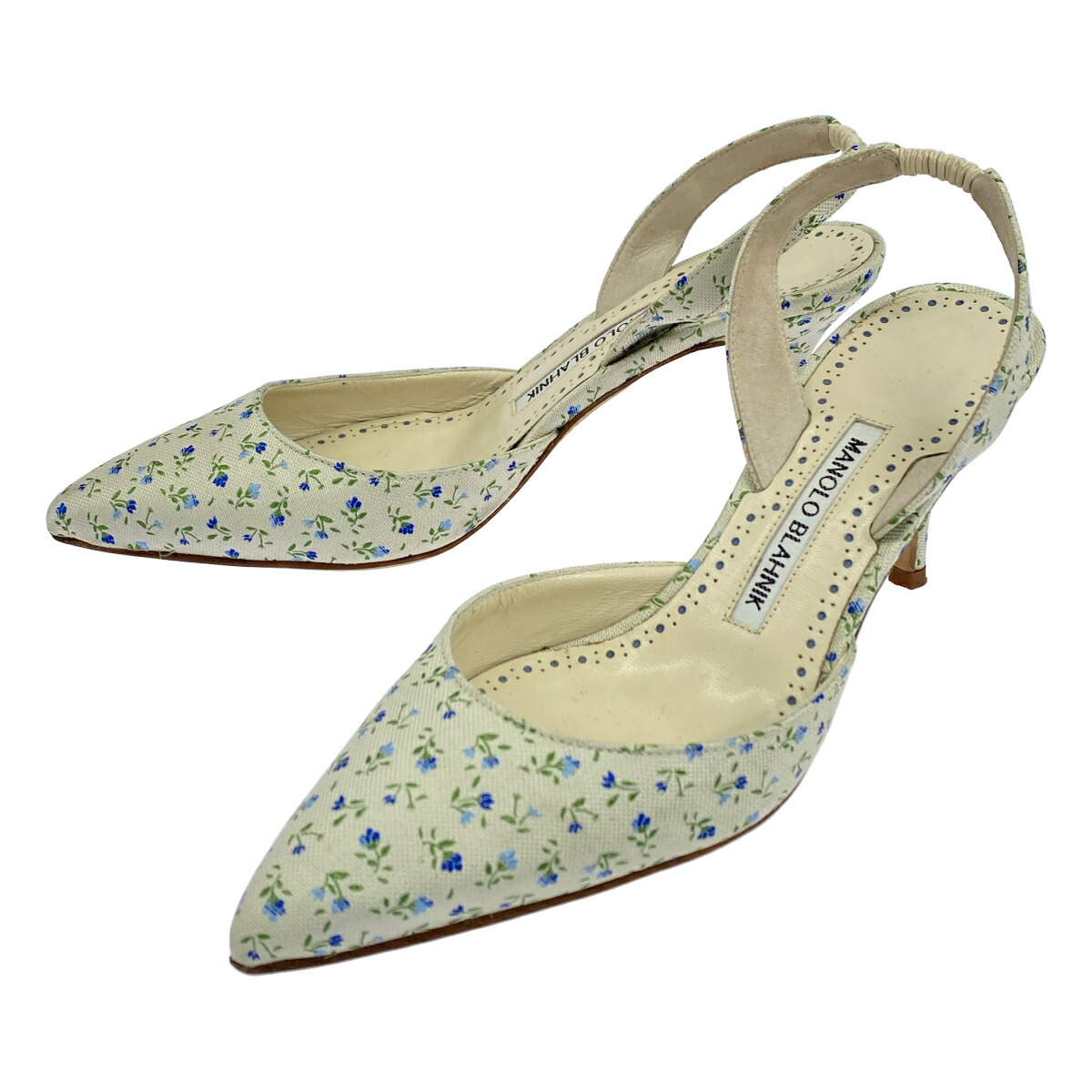 MANOLO BLAHNIK マノロブラニク Carolyne フローラルパンプス  白いこと 36 1/2 【中古】 ITUHQEP762HO