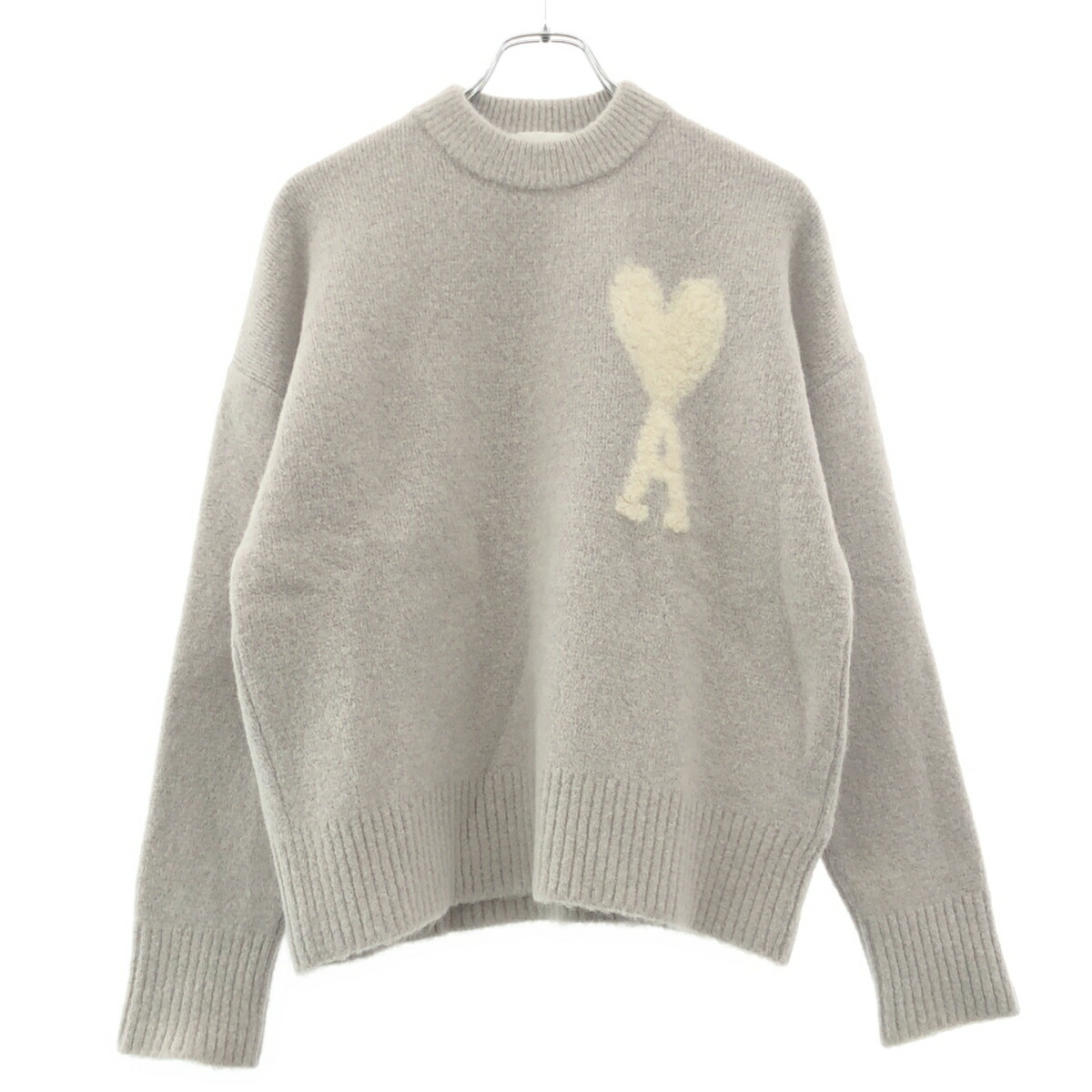 AMI PARIS ami alexandre mattiussi 意中の女光の都市 意中の女 アレクサンドル マテュッシ クルーネックニットセーター UKS025.KN0032 薄墨色 XS 【中古】 ITJWYJD1ILJC