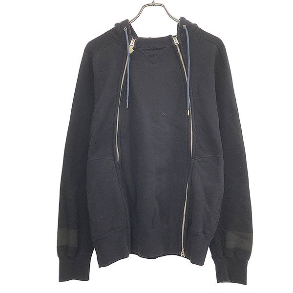 sacai サカイ 17AW ダブルジップアップパーカー 17-01710M ネイビー 1 【中古】 IT3DWBM7W4JQ｜MODESCAPE 店 9,426円