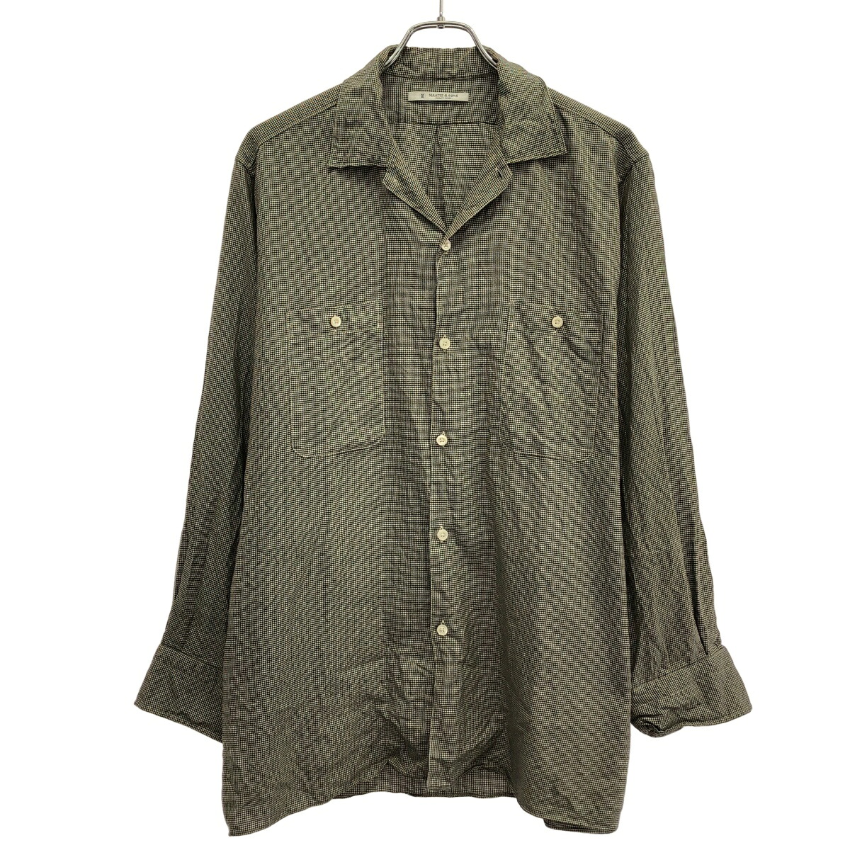 MAATEE＆SONS マーティーアンドサンズ OP COLLAR SHIRTS ハウンドトゥース オープンカラーシャツ MT2303-0604A グレー系 3 【中古】 IT60PFSBSTCO｜MODESCAPE 店