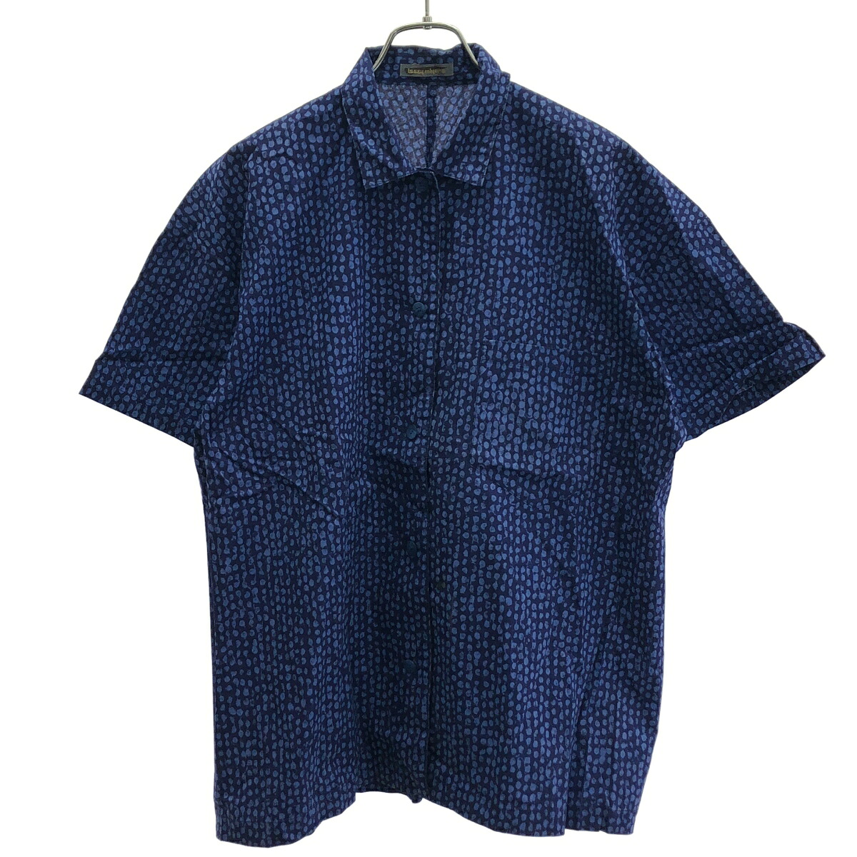 ISSEY MIYAKE イッセイミヤケ 筆引き舟 ドットプリントシャツセットアップ JG41667 青色 ズボン下S 【中古】 ITF4CGL7J3K0