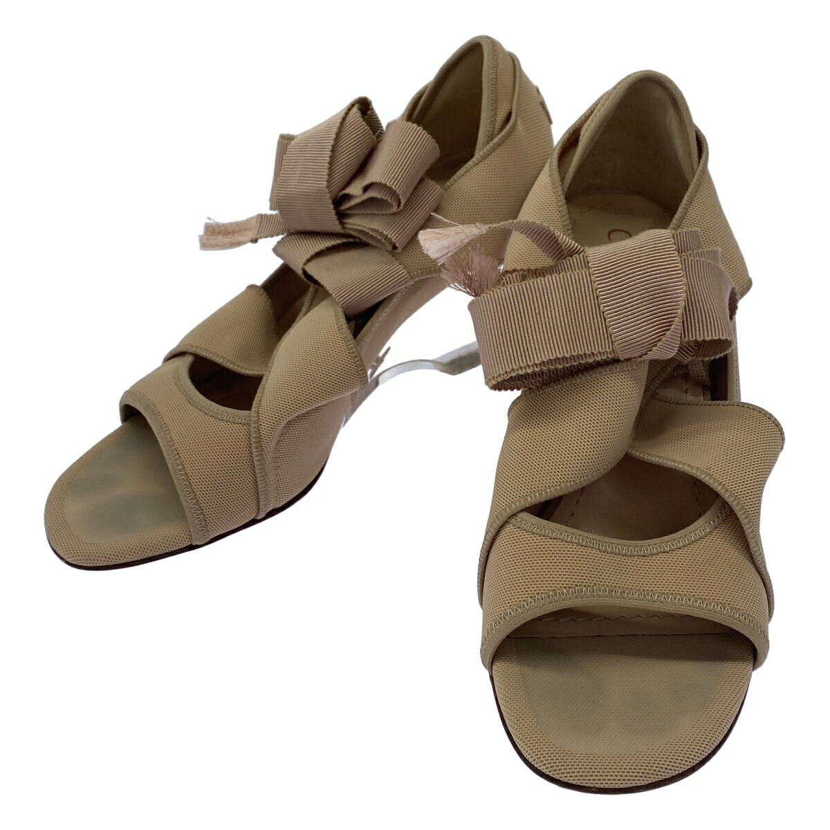 Christian Dior ディオール DIOR ETOILE マイクロメッシュリボントングサンダル  ベージュ 35 【中古】 ITXFDE4919S6 パンプス-レディース靴