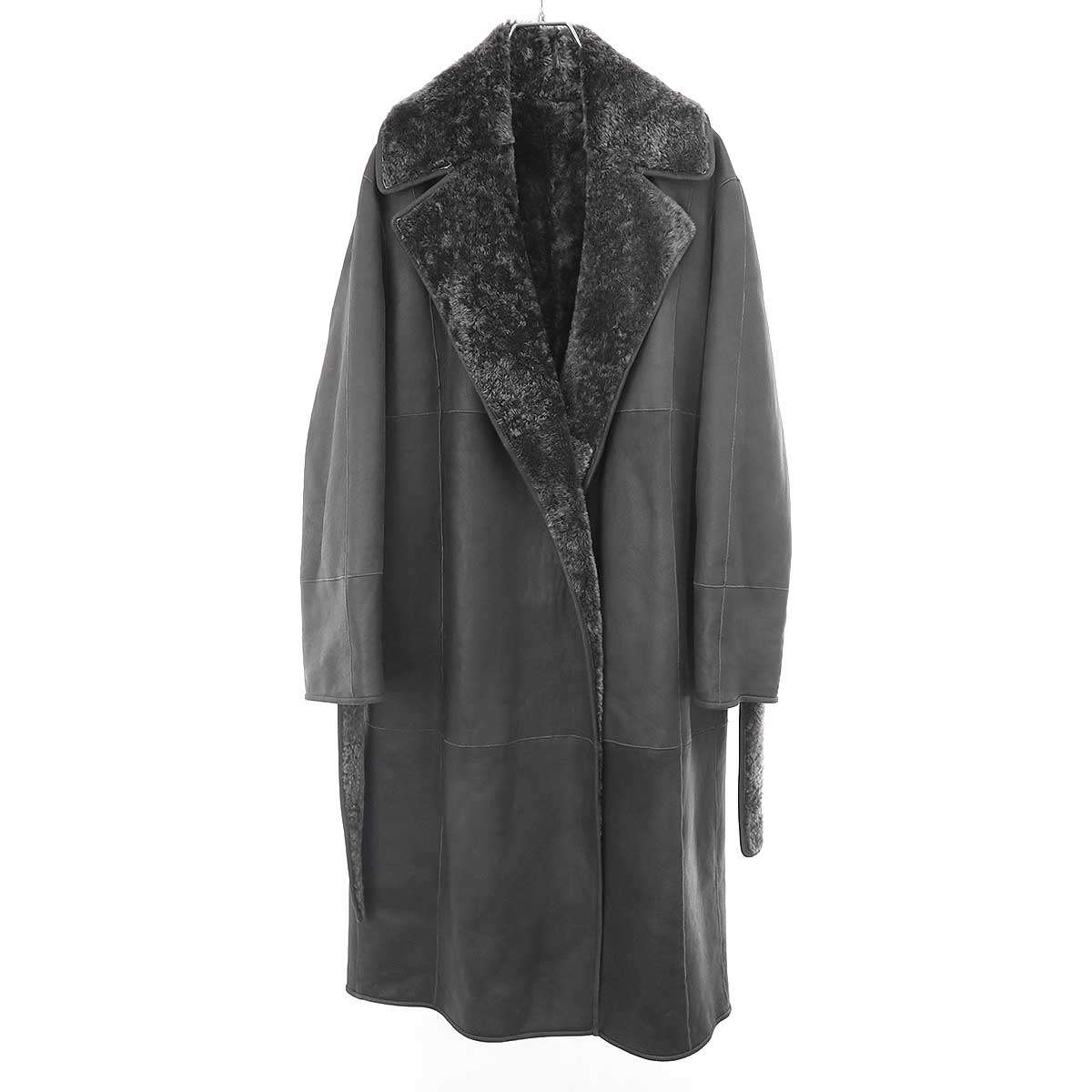 MaxMara Atelier マックスマーラ 制作室 シアリングムートンレザーコート 141601156 黒いこと系 40 【中古】 ITZ3MSCDUSXC