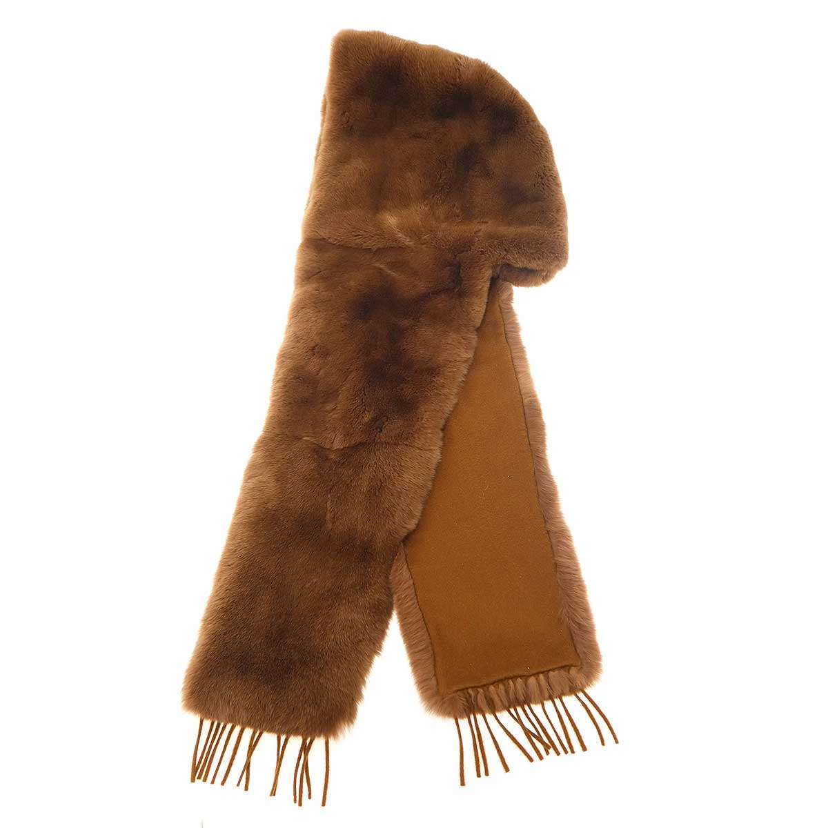 MaxMara マックスマーラ ラビットファー カシミヤニットマフラー 157601036 赤銅色 F 【中古】 ITEGWRGQGNSK